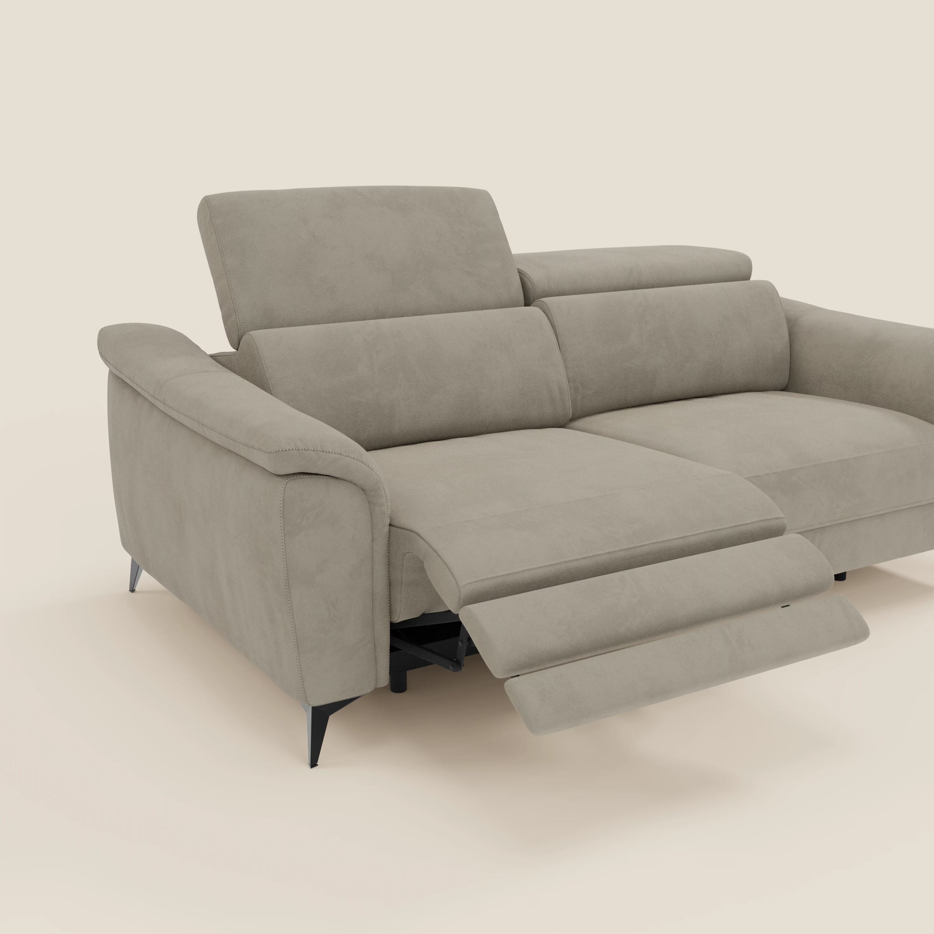 Arcos Canapé 3 places - pieds hauts et têtières inclinables en microfibre imperméable T11 taupe