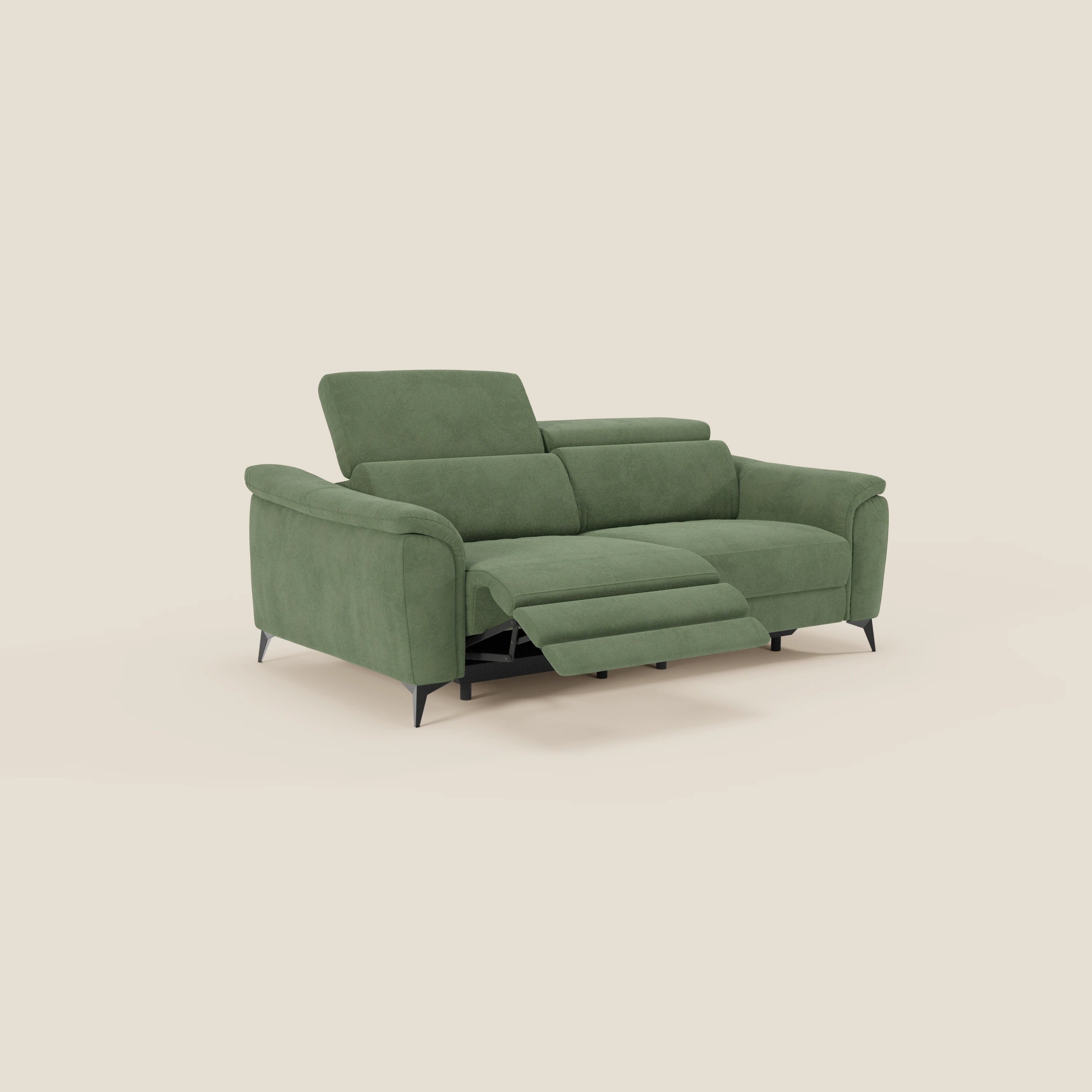 Arcos Canapé 3 places - pieds hauts et têtières inclinables en microfibre imperméable T11 vert