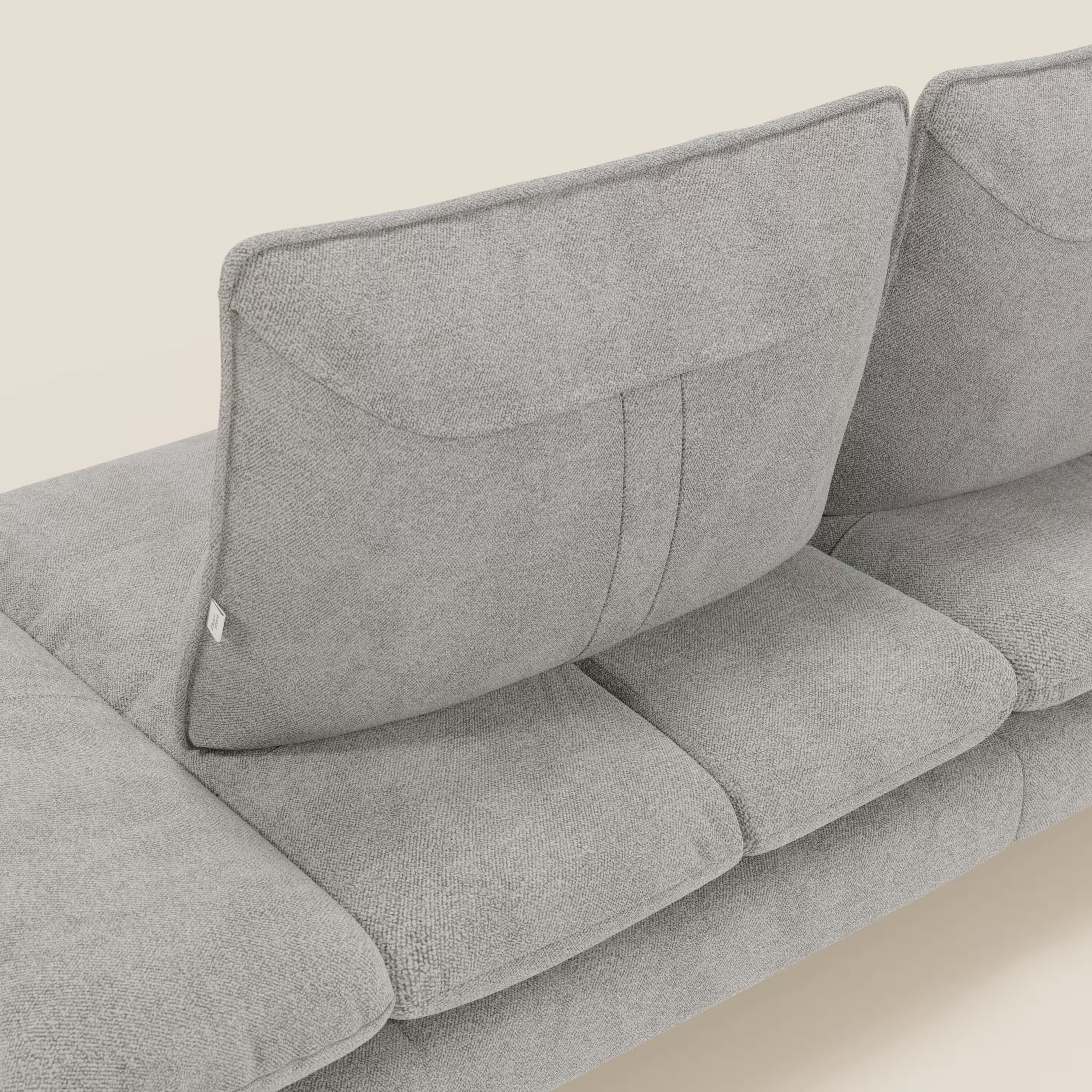 Ardex Canapé 3 places avec dossiers coulissants et accoudoir réglables en tissu doux imperméable T06 gris