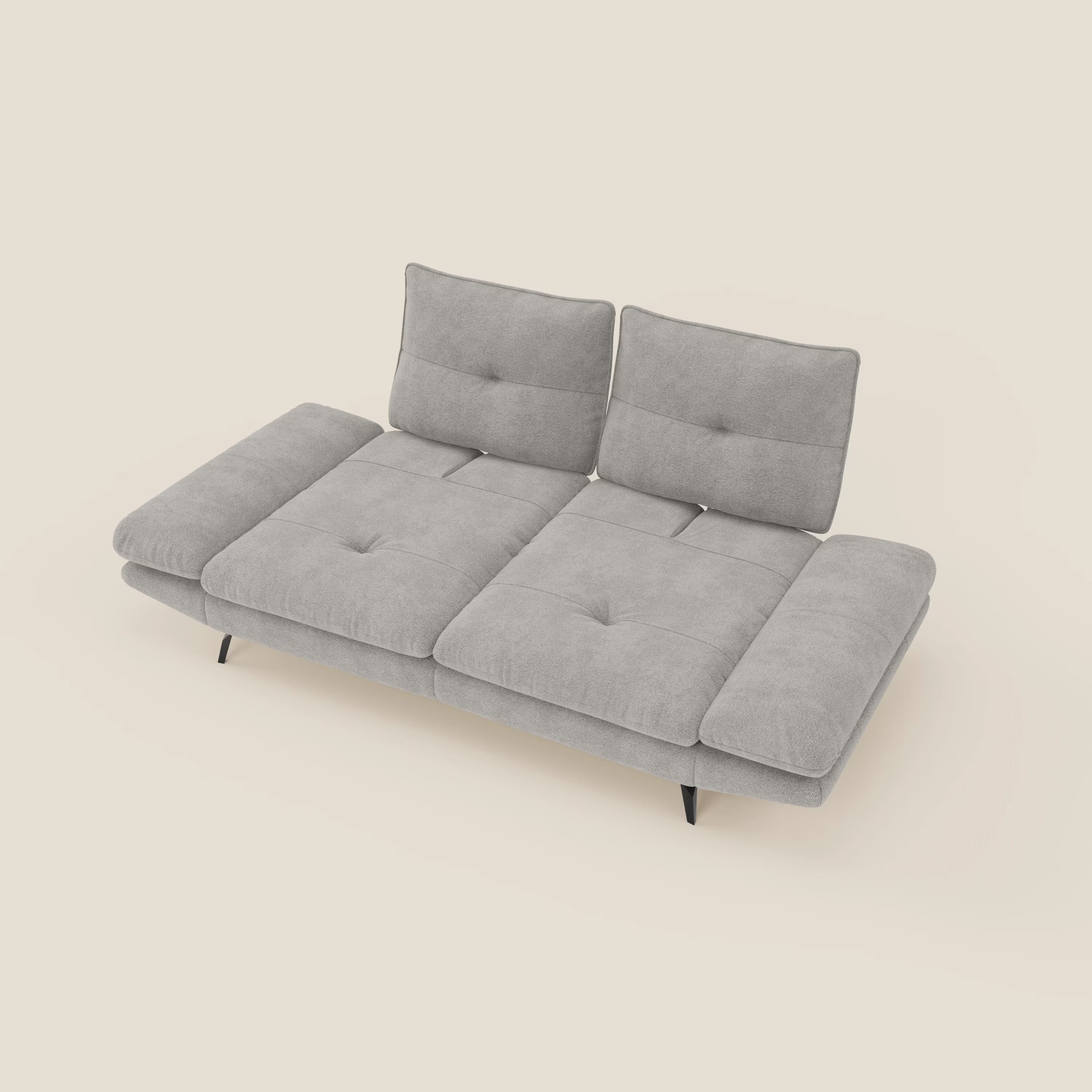 Ardex Canapé 3 places avec dossiers coulissants et accoudoir réglables en tissu doux imperméable T06 gris