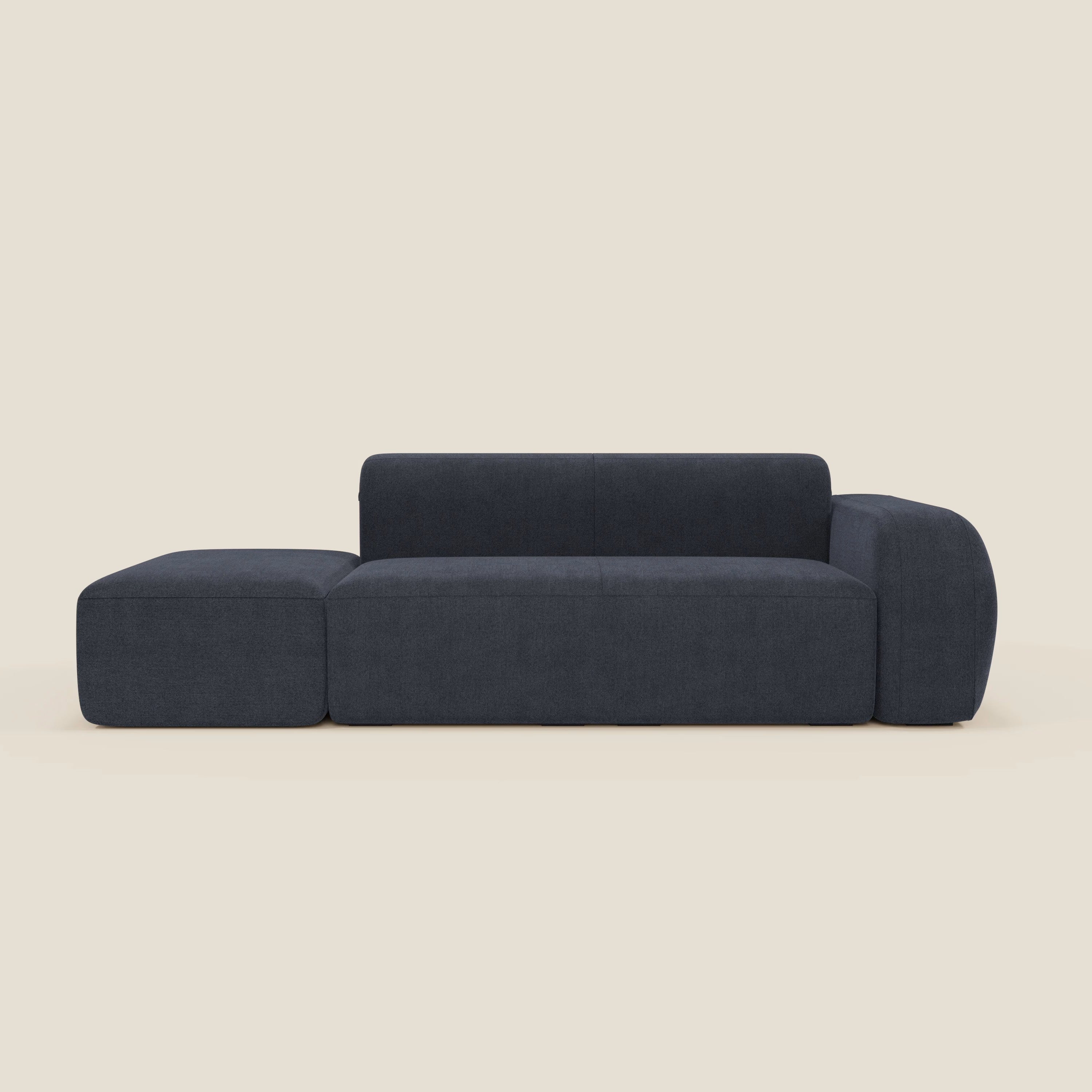 BonBon Canapé modulable – Composition avec pouf terminal en tissu détachable T23 bleu ardoise
