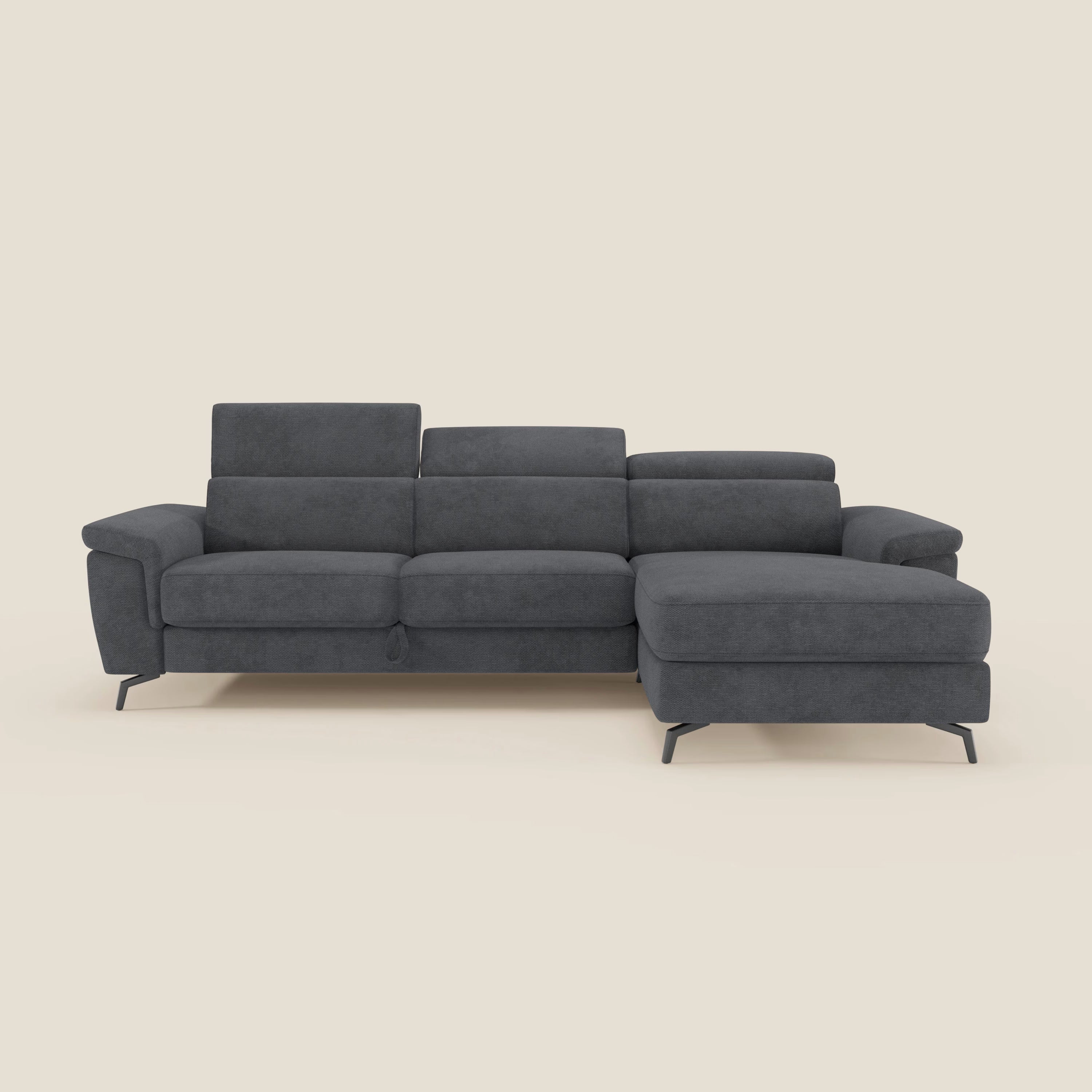 Estro Canapé extractible et chaise longue - têtières inclinables en tissu imperméable T14 anthracite