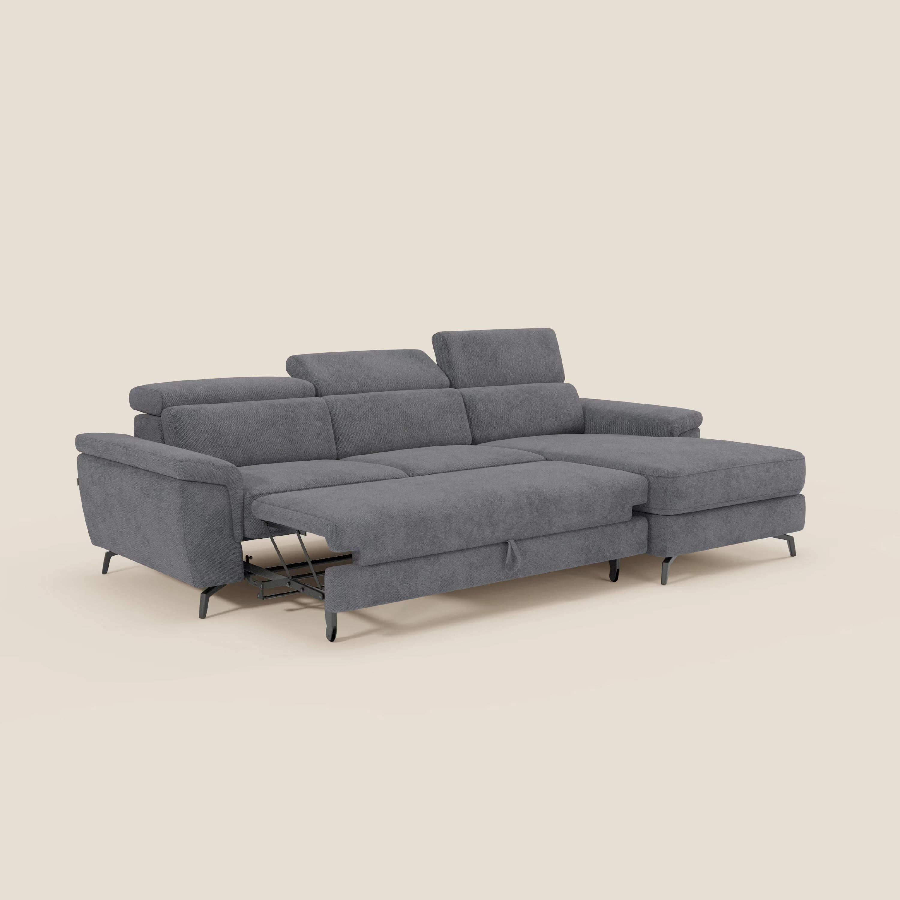 Estro Canapé extractible et chaise longue - têtières inclinables en tissu imperméable T14 gris