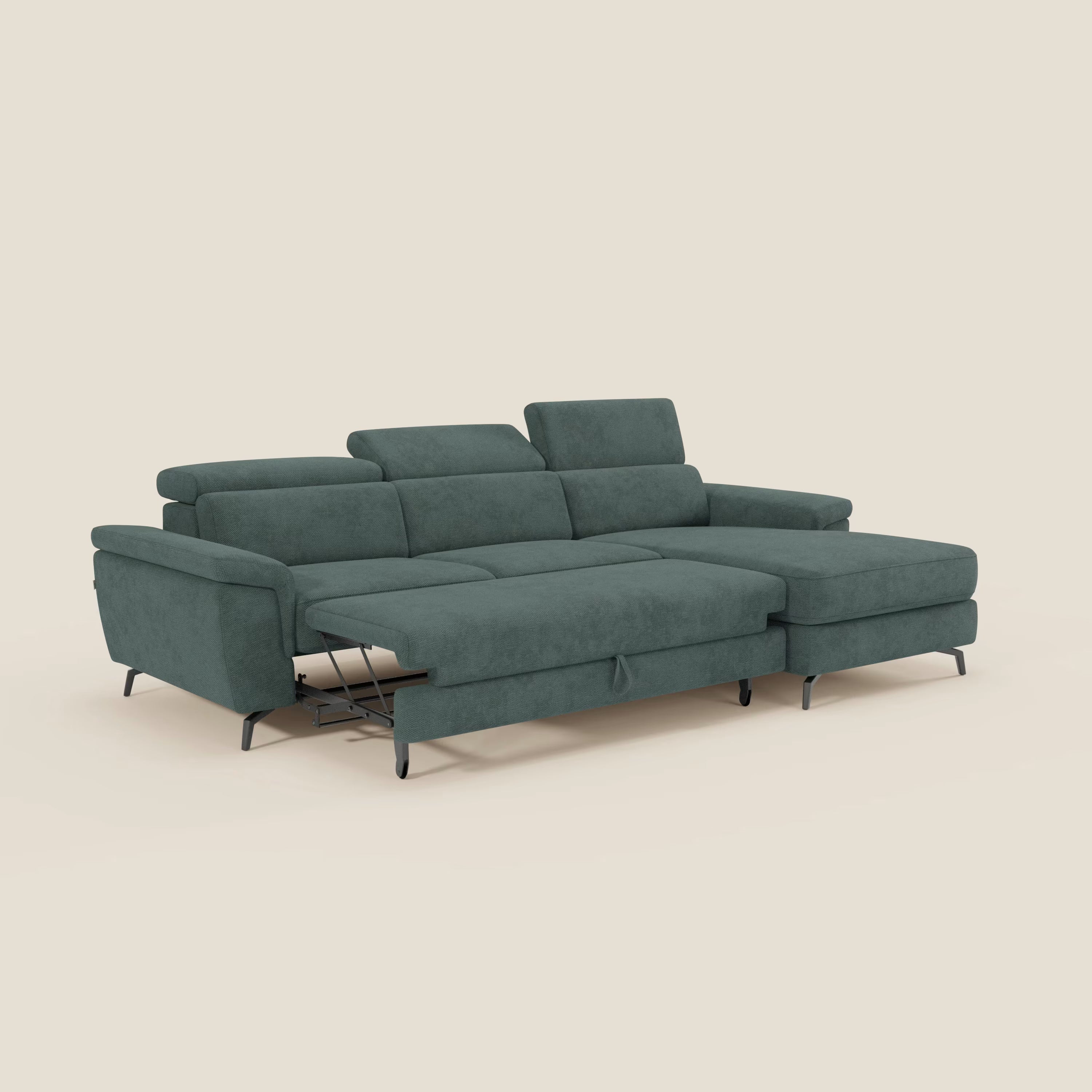 Estro Canapé extractible et chaise longue - têtières inclinables en tissu imperméable T14 vert