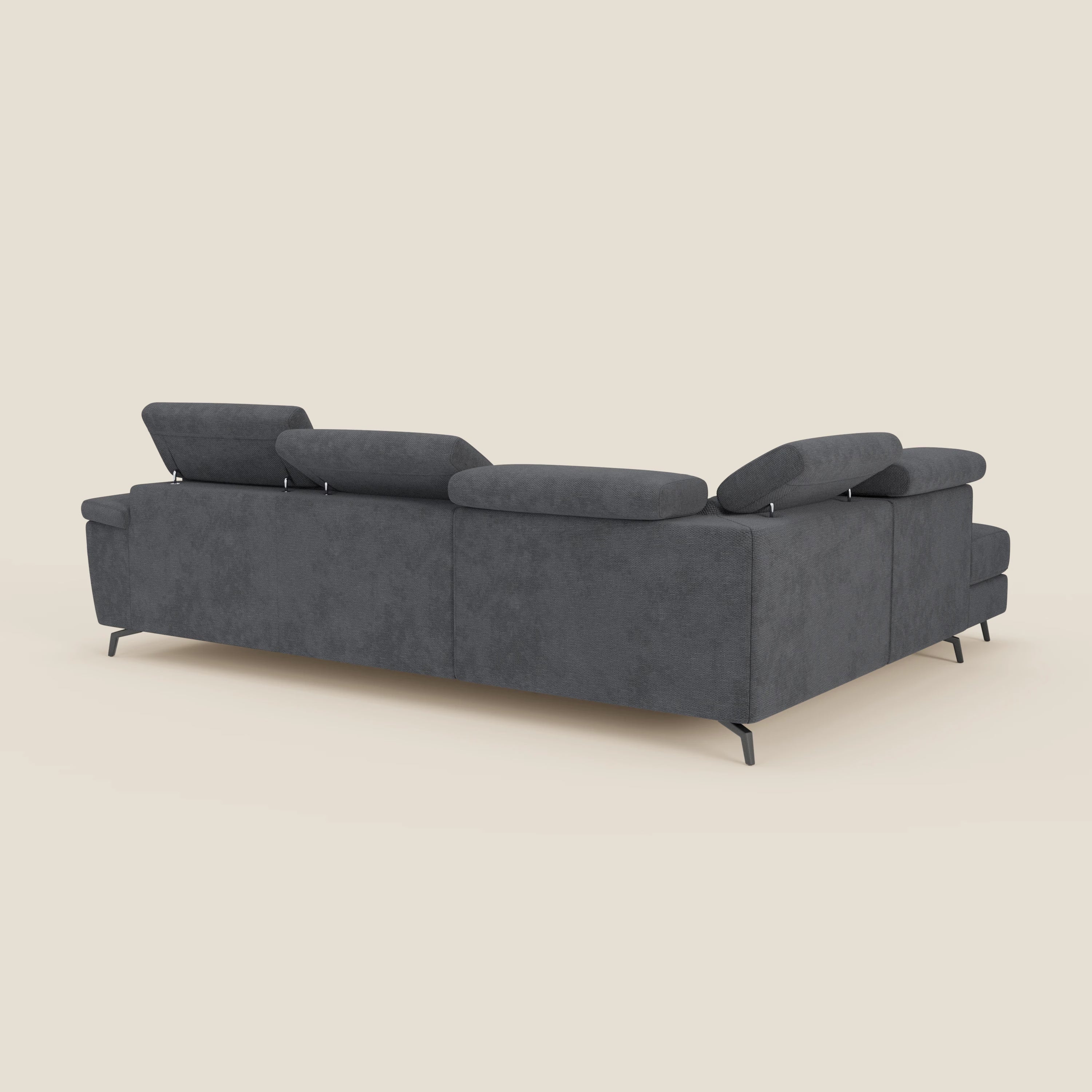 Estro Canapé d'angle extractible - têtières inclinables en tissu imperméable T14 anthracite