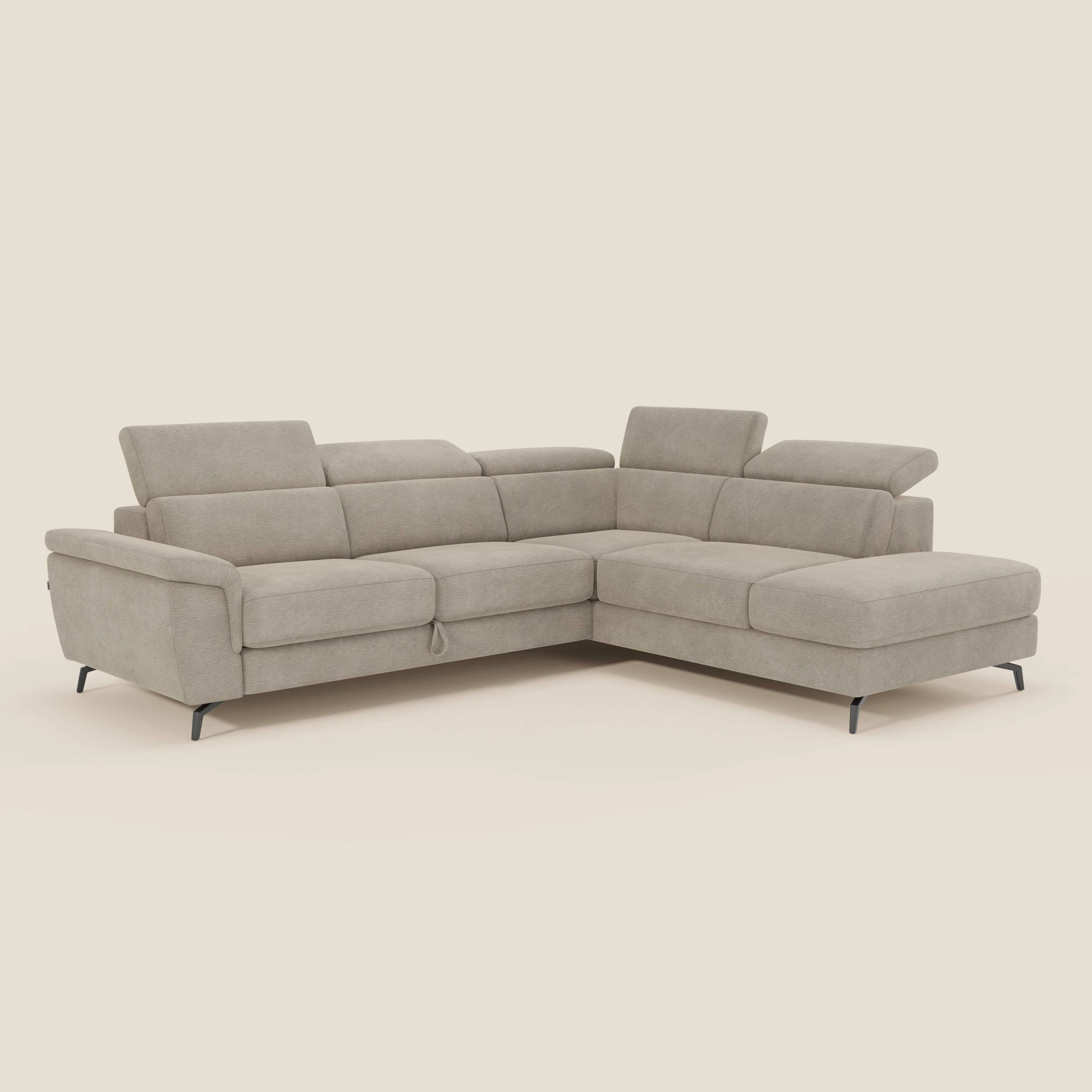 Estro Canapé d'angle extractible - têtières inclinables en tissu imperméable T14 beige