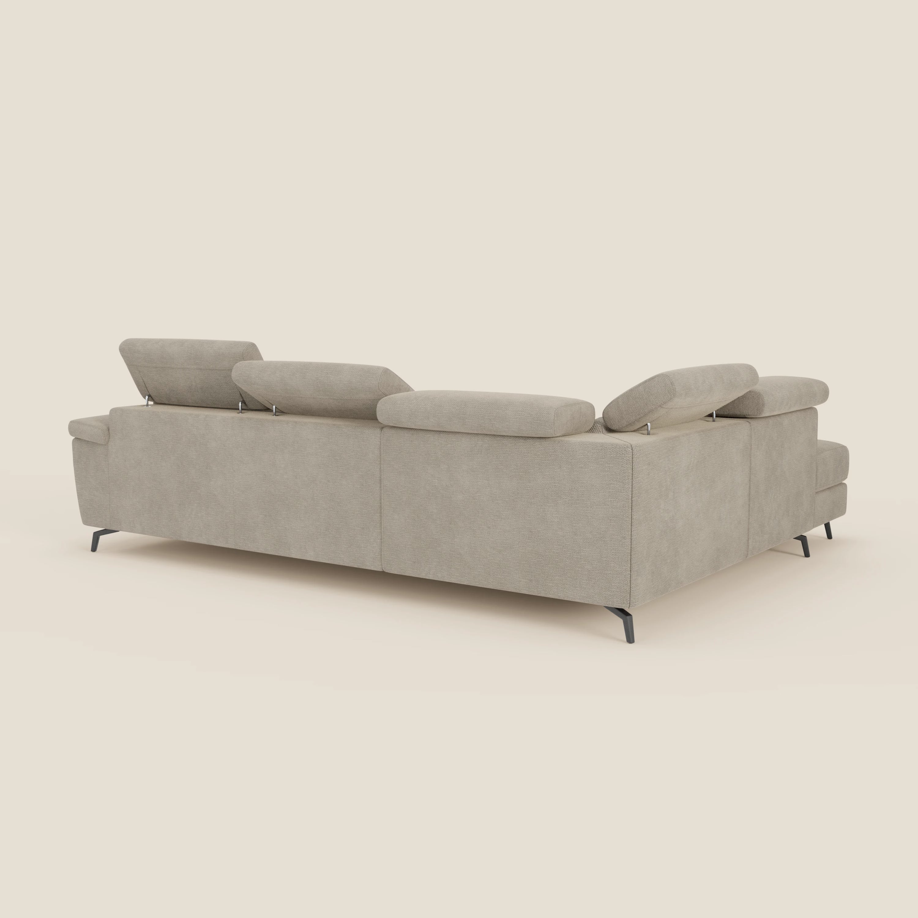 Estro Canapé d'angle extractible - têtières inclinables en tissu imperméable T14 beige