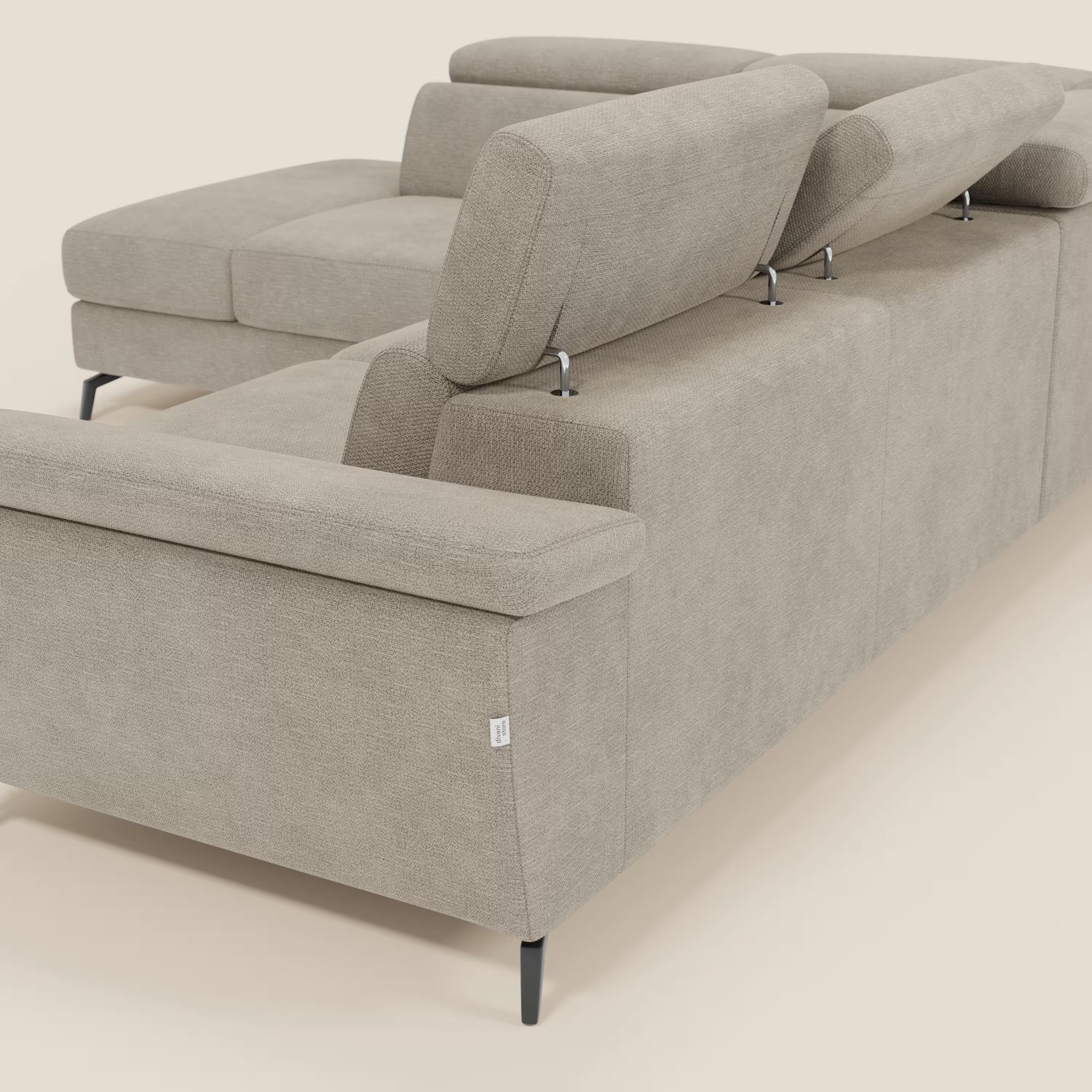 Estro Canapé d'angle extractible - têtières inclinables en tissu imperméable T14 beige