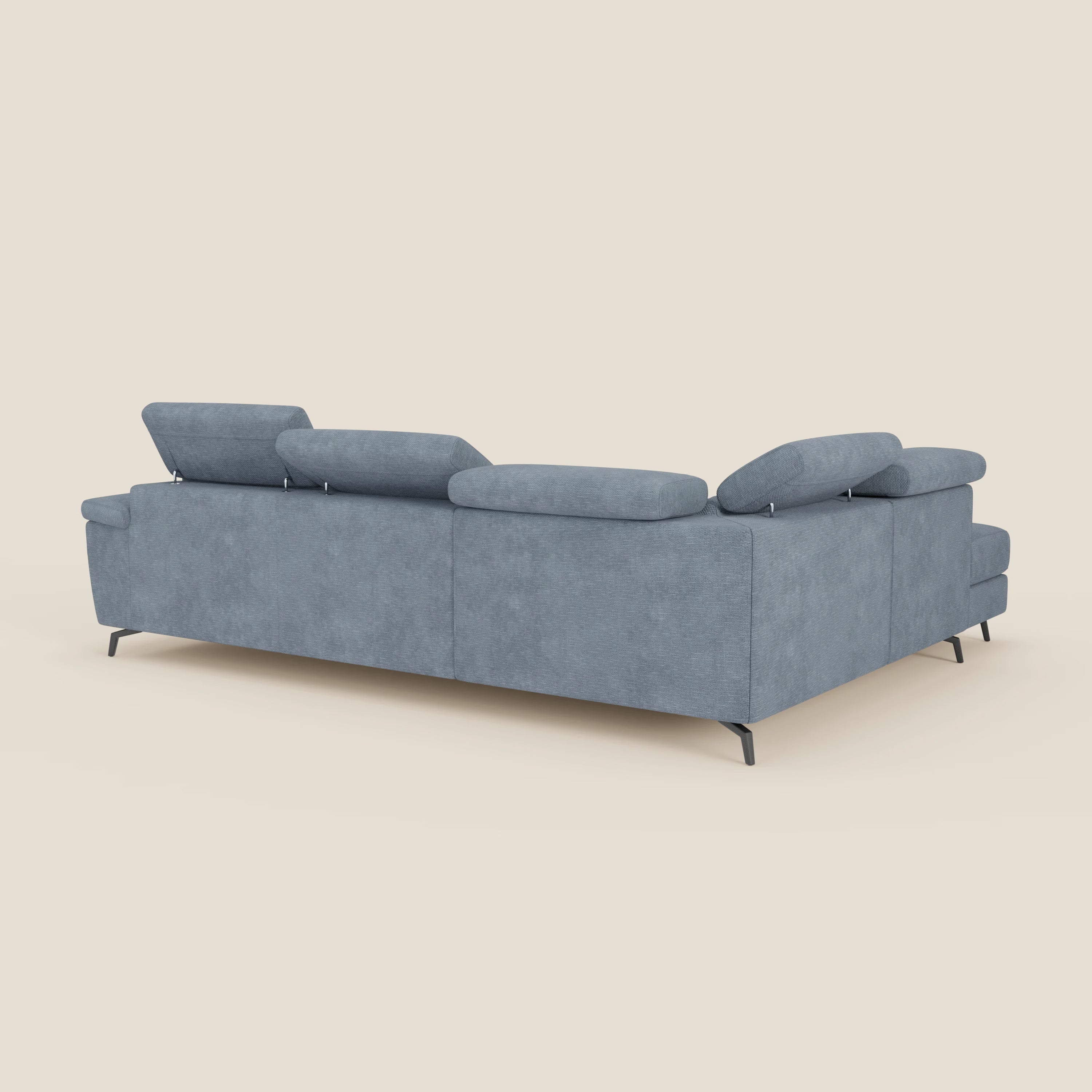 Estro Canapé d'angle extractible - têtières inclinables en tissu imperméable T14 bleu pastel
