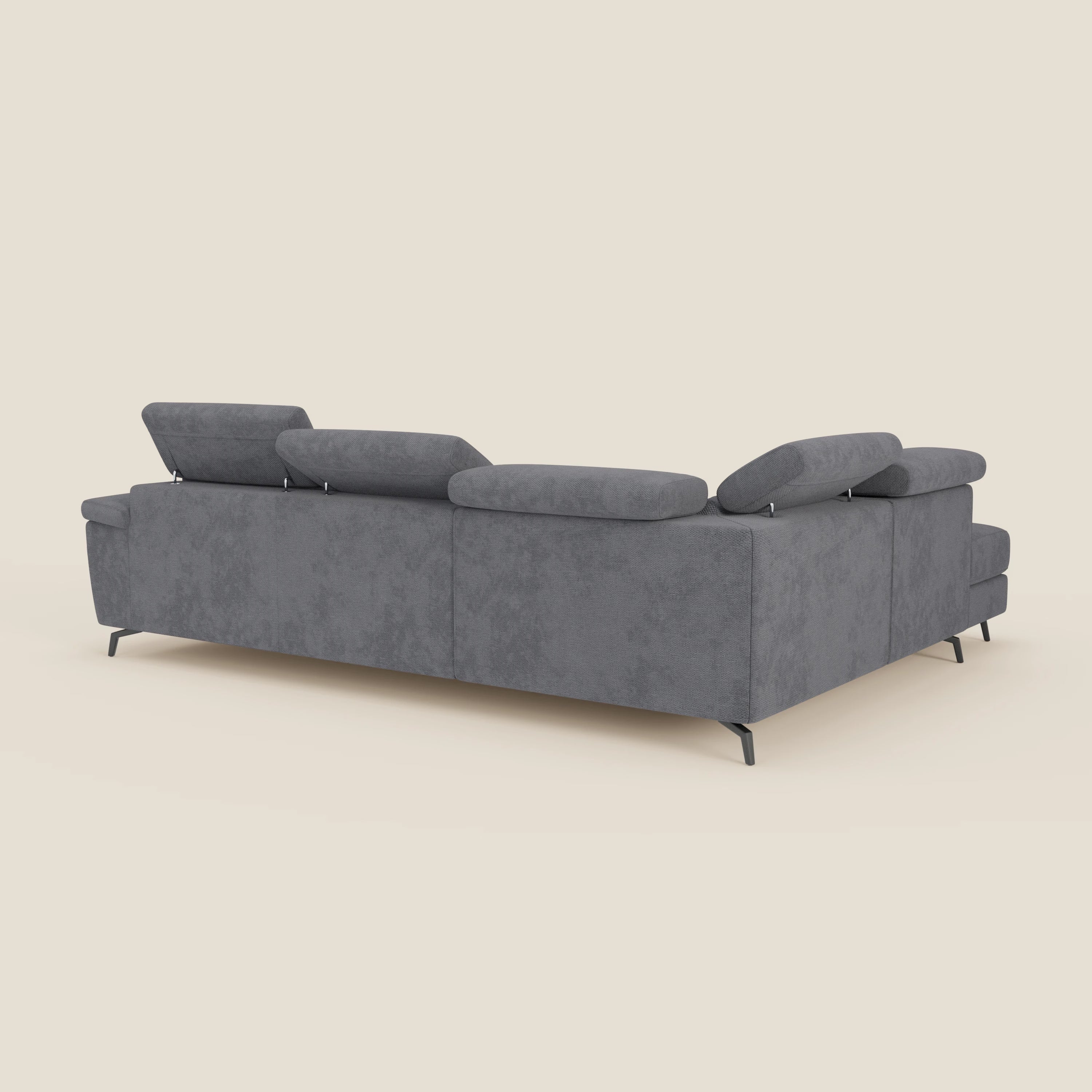 Estro Canapé d'angle extractible - têtières inclinables en tissu imperméable T14 gris