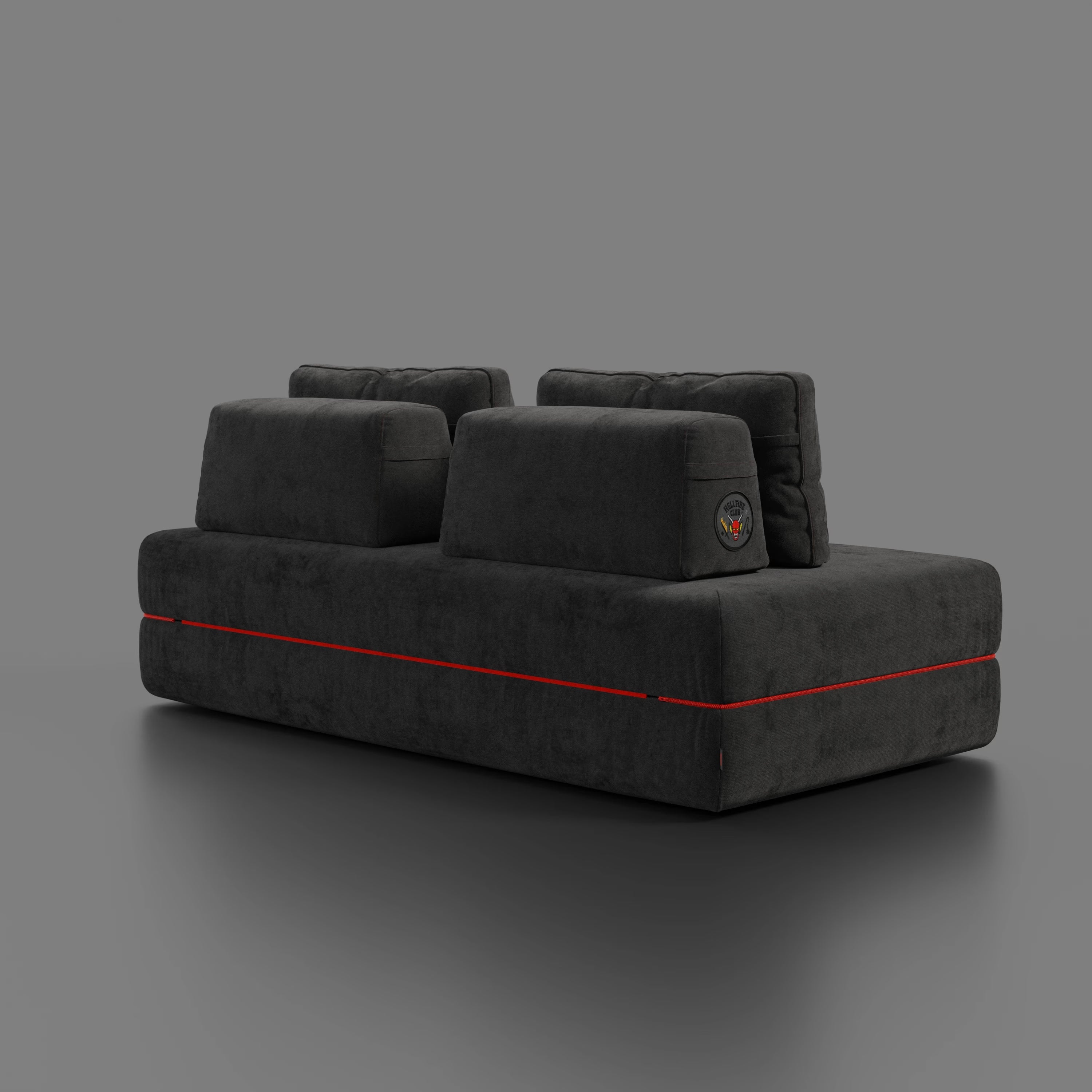 Rift Canapé-lit double Édition STRANGER THINGS 2 places et 3 places avec dossiers amovibles - matelas de 22 cm d'épaisseur en mousse à mémoire de forme en tissu détachable Anthracite