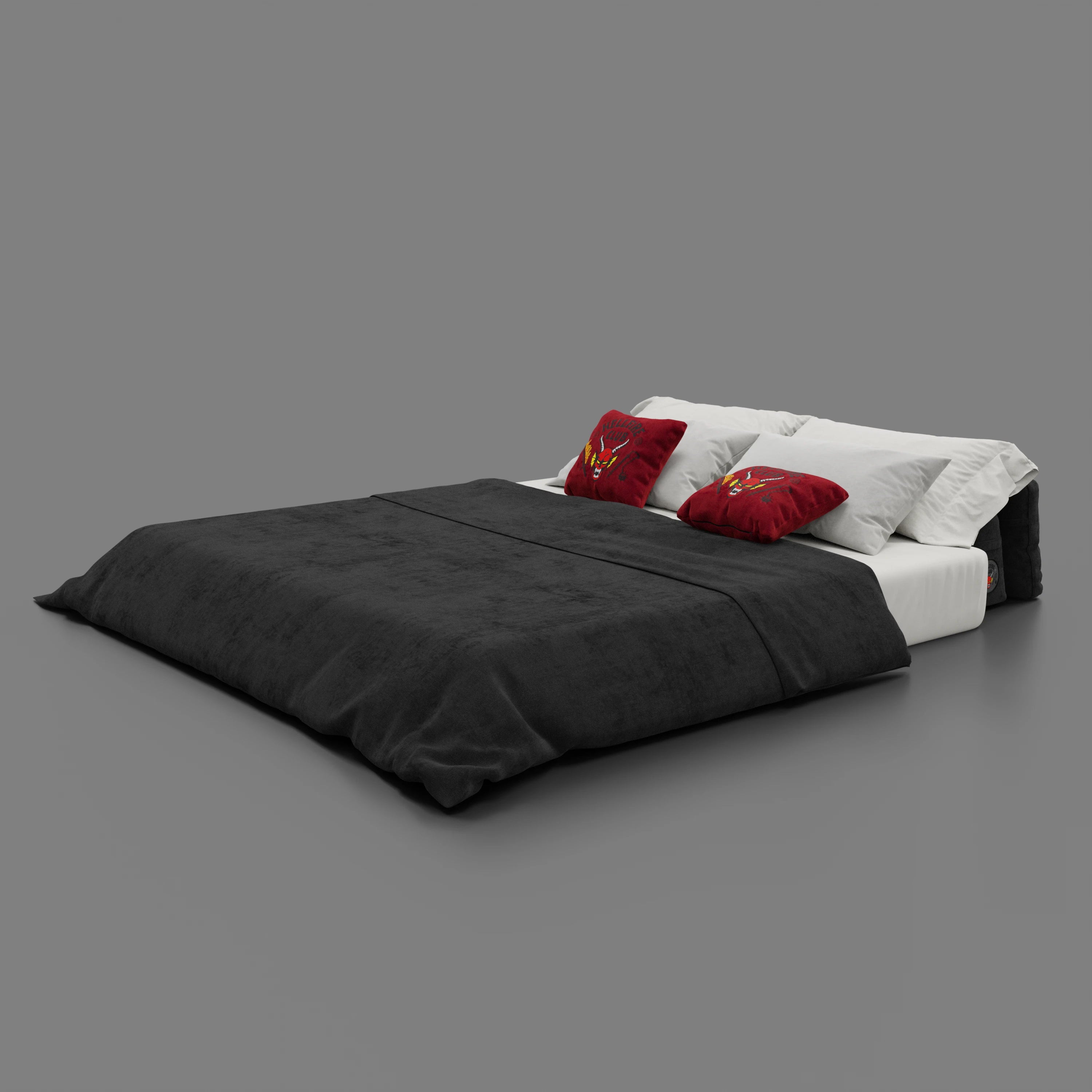 Rift Canapé-lit double Édition STRANGER THINGS 2 places et 3 places avec dossiers amovibles - matelas de 22 cm d'épaisseur en mousse à mémoire de forme en tissu détachable Anthracite