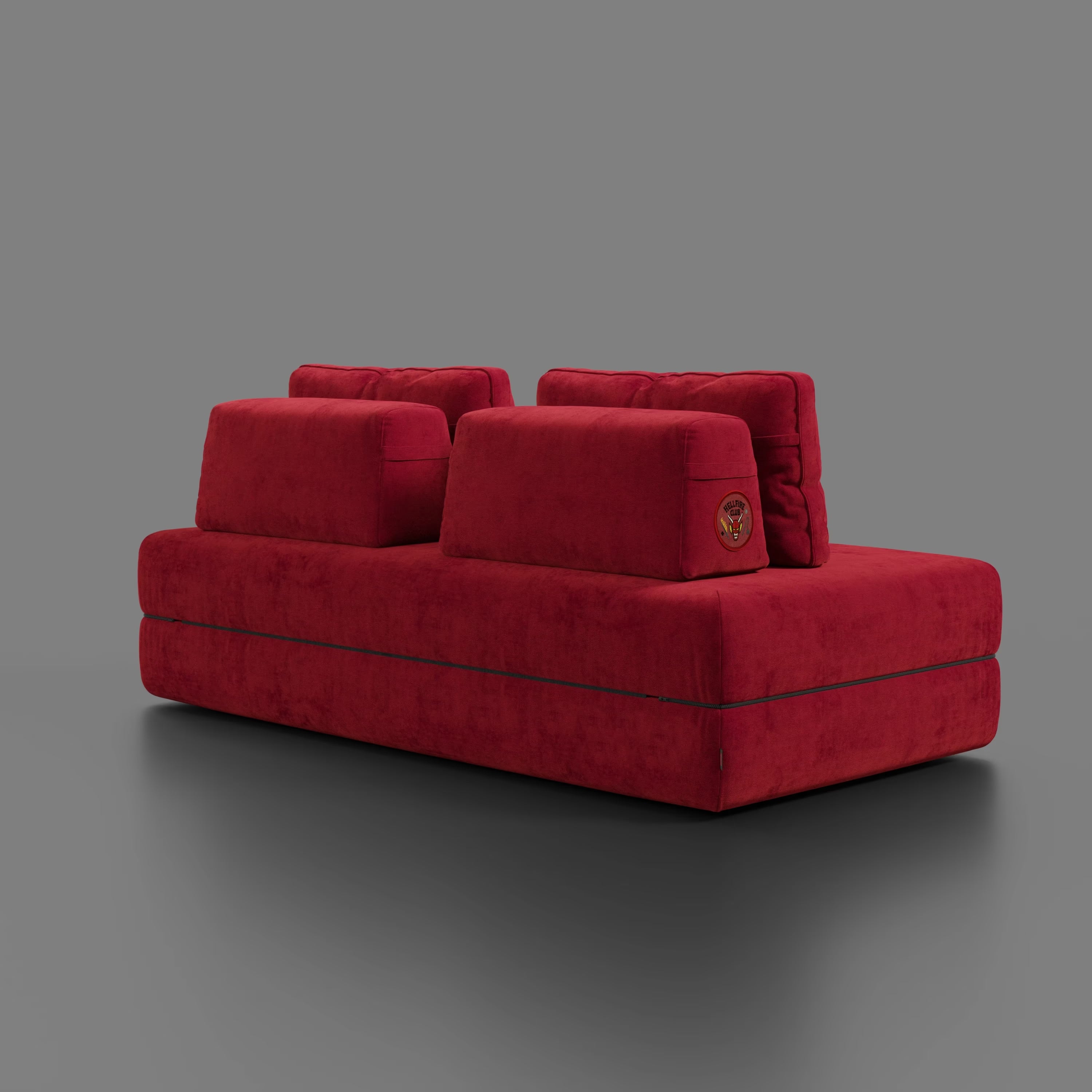 Rift Canapé-lit double Édition STRANGER THINGS 2 places et 3 places avec dossiers amovibles - matelas de 22 cm d'épaisseur en mousse à mémoire de forme en tissu détachable Rouge