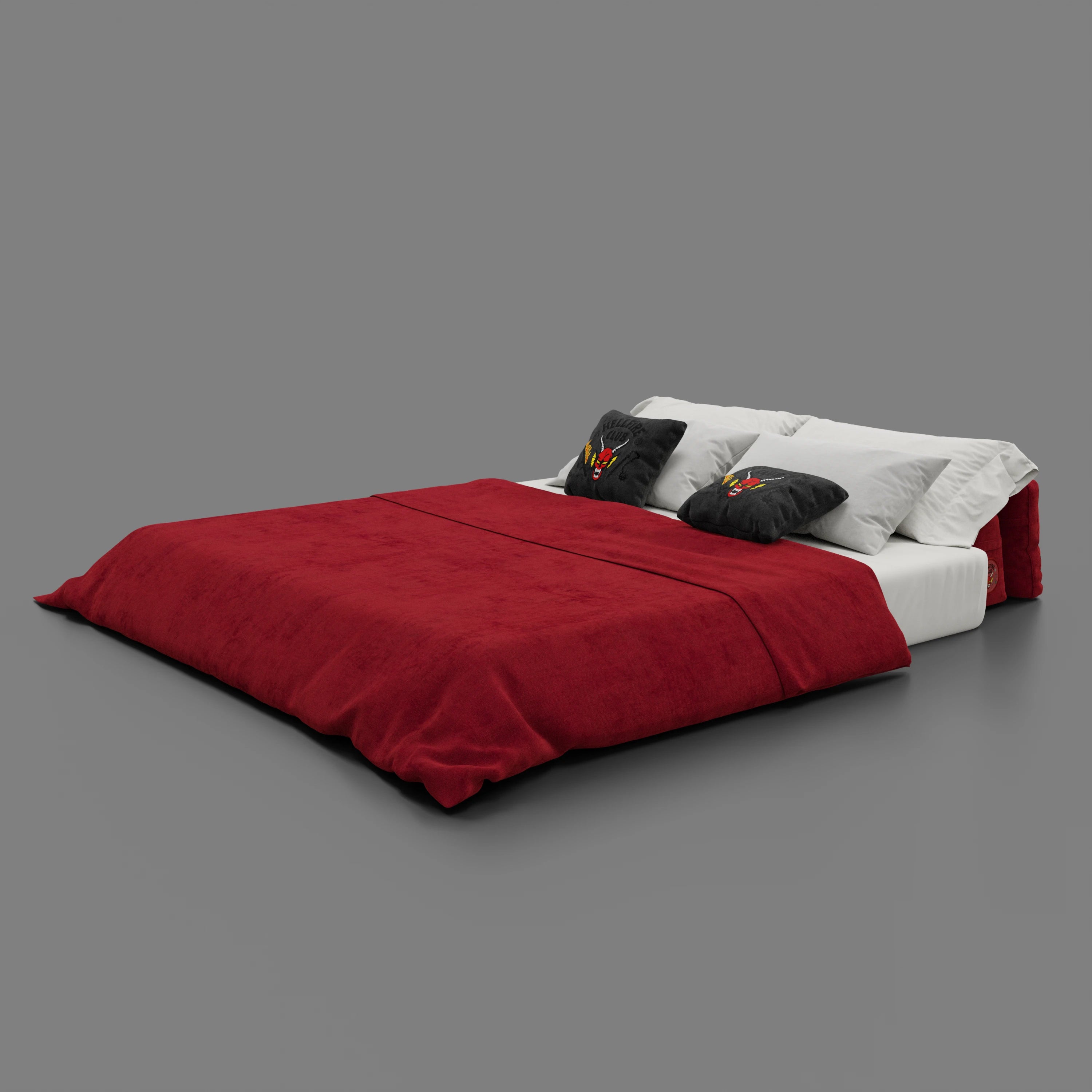 Rift Canapé-lit double Édition STRANGER THINGS 2 places et 3 places avec dossiers amovibles - matelas de 22 cm d'épaisseur en mousse à mémoire de forme en tissu détachable Rouge