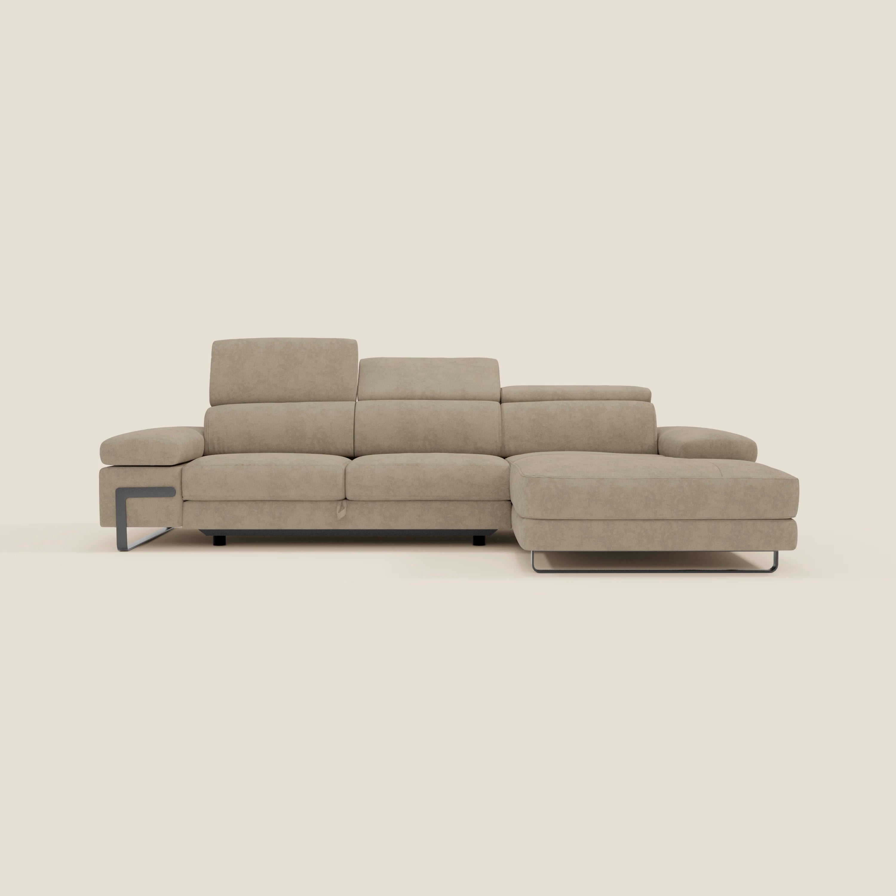 Zayana Canapé d'angle extractible - accoudoirs et têtières réglables en tissu imperméable T02 beige