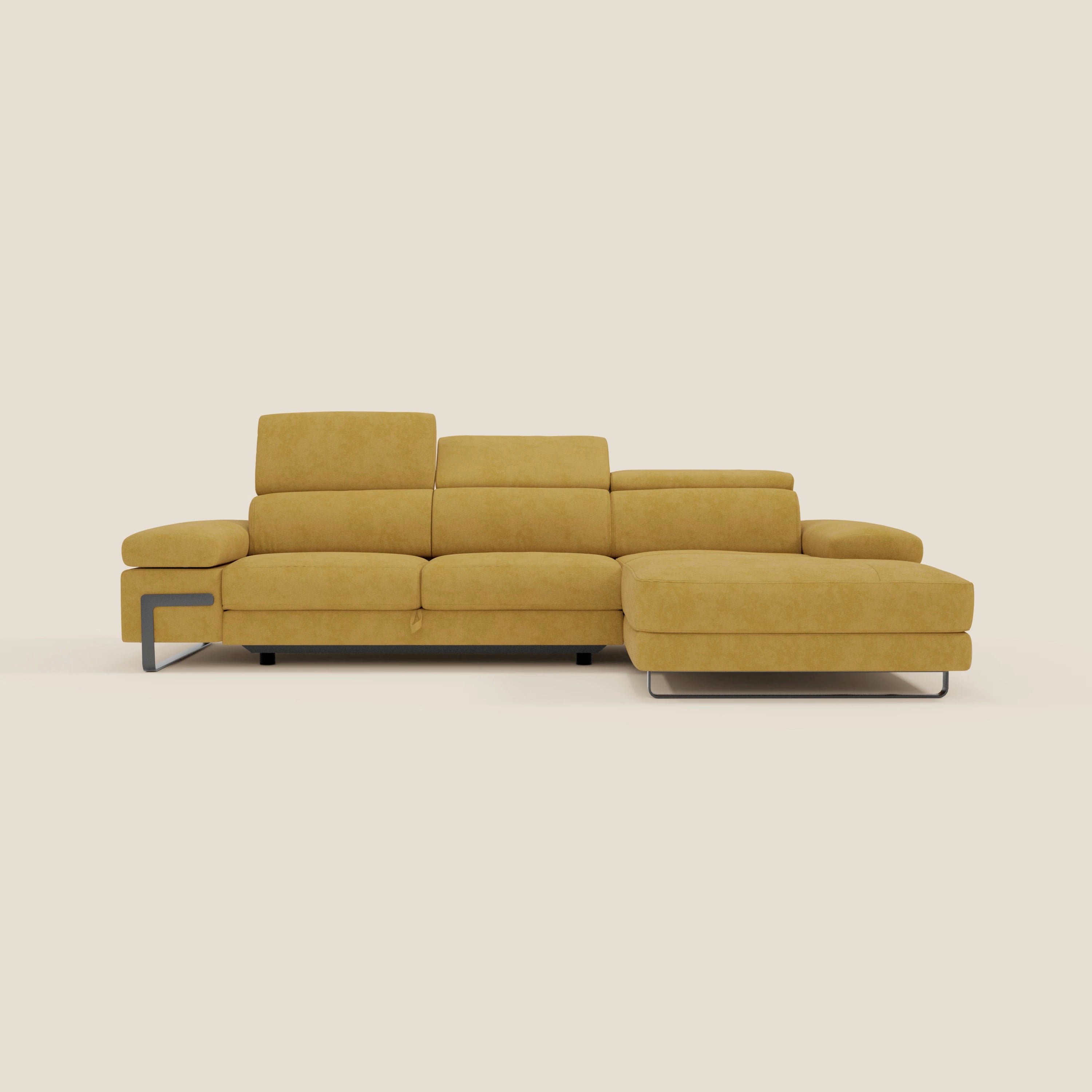 Zayana Canapé d'angle extractible - accoudoirs et têtières réglables en tissu imperméable T02 jaune