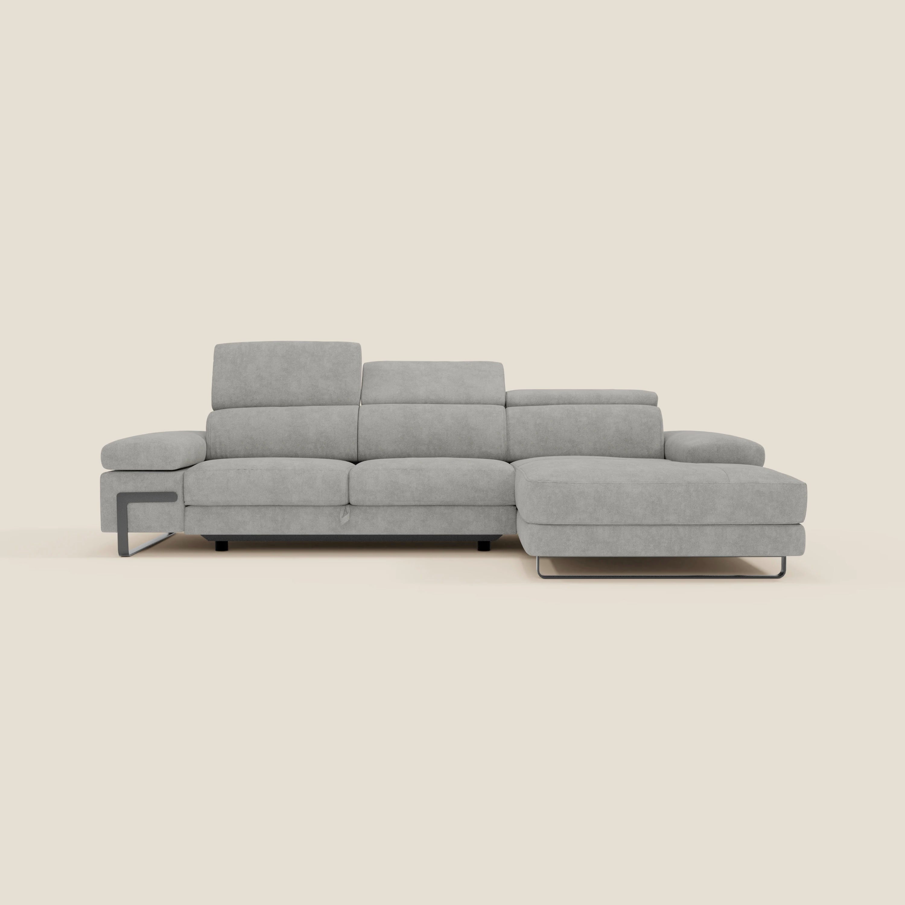 Zayana Canapé d'angle extractible - accoudoirs et têtières réglables en tissu imperméable T02 gris clair