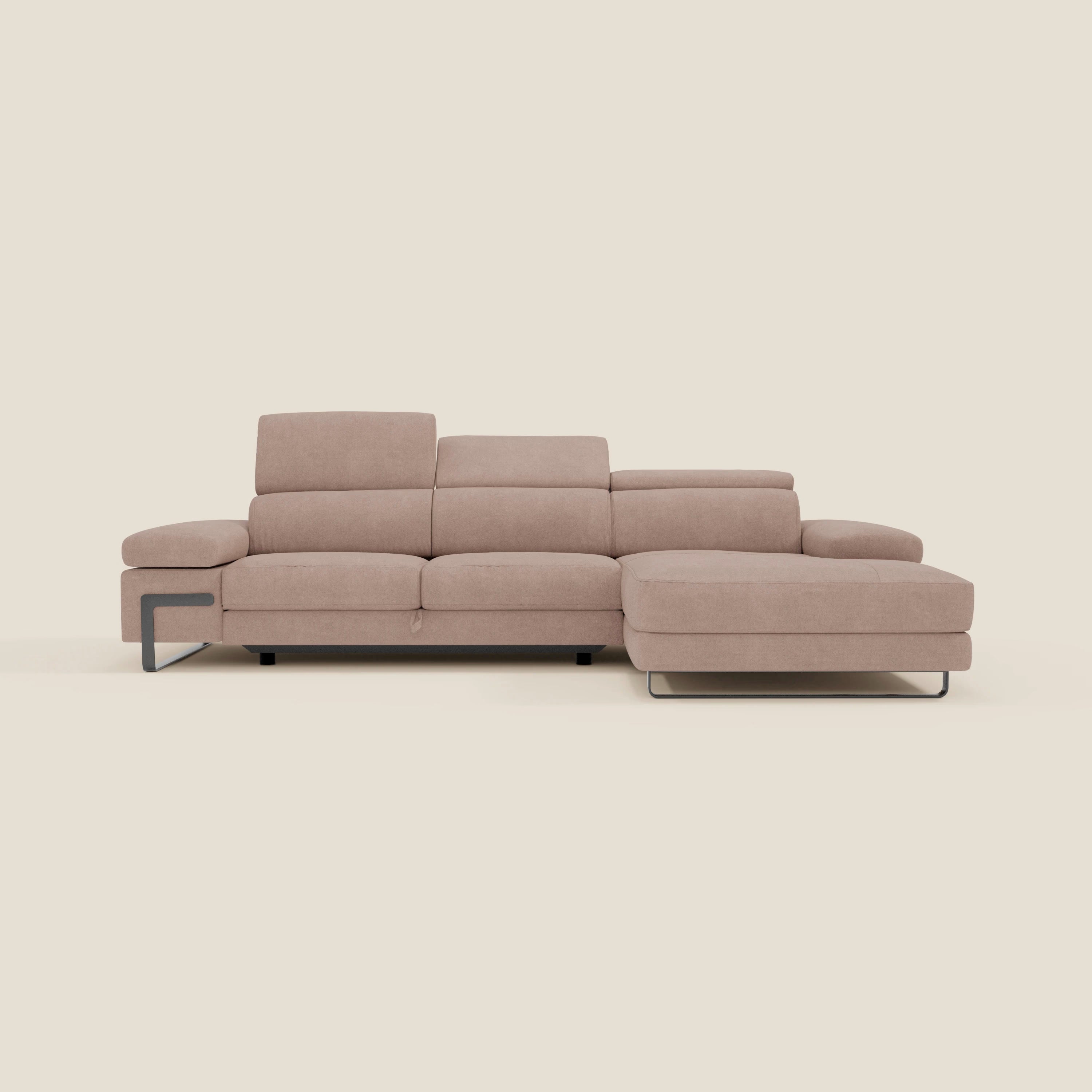 Zayana Canapé d'angle extractible - accoudoirs et têtières réglables en tissu imperméable T02 rose