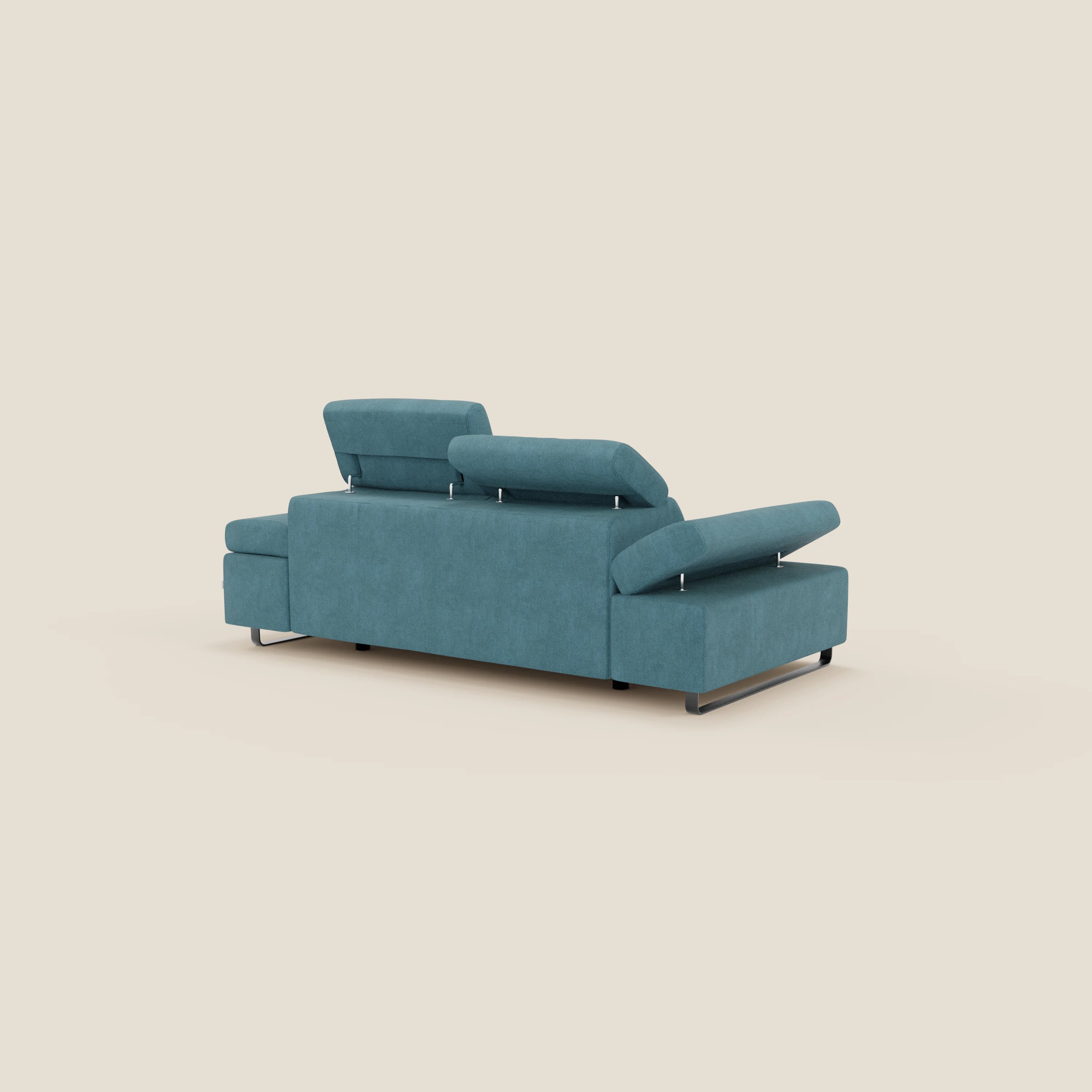 Zayana Canapé 3 places avec élément extractible - accoudoirs et têtières réglables en tissu imperméable T02 bleu ciel