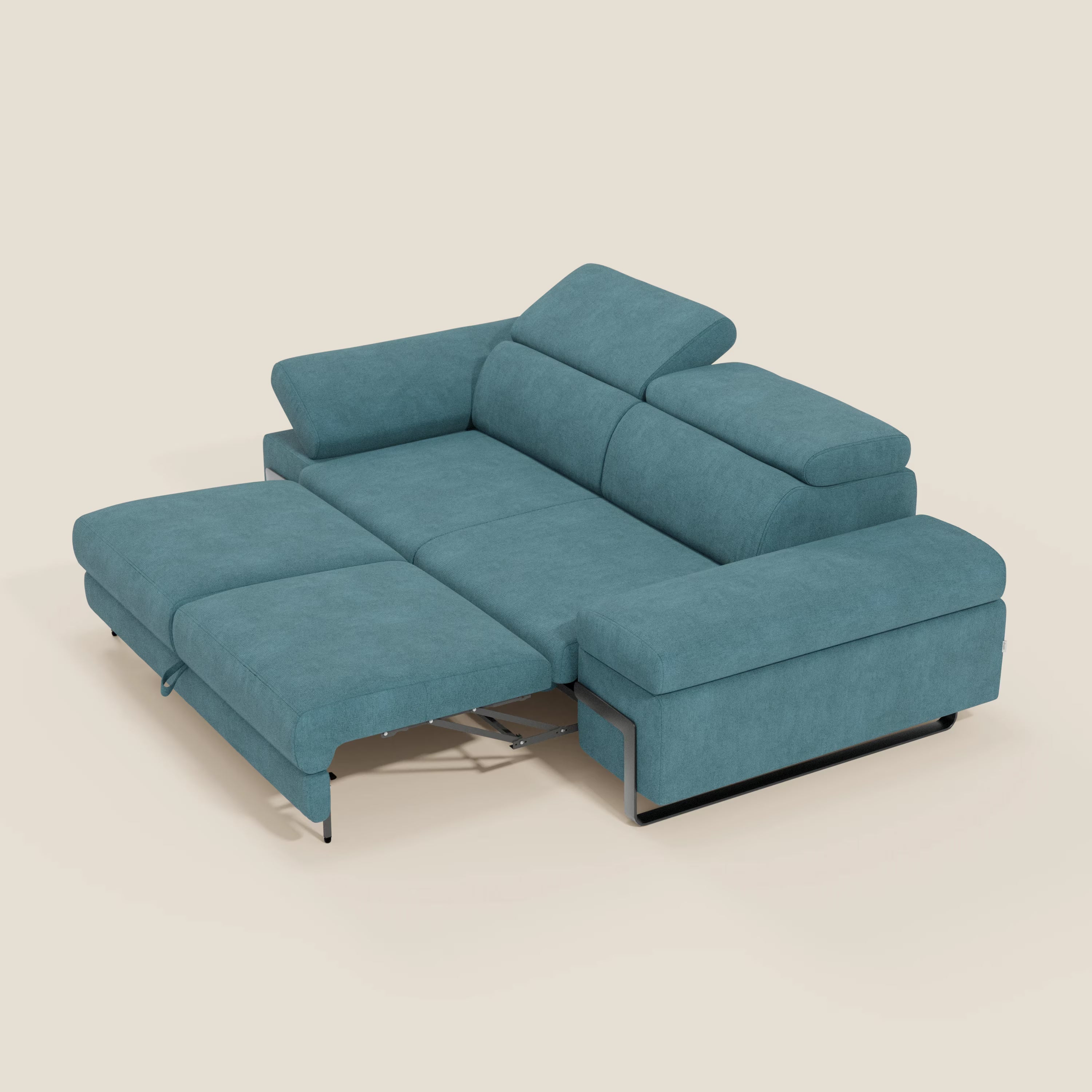 Zayana Canapé 3 places avec élément extractible - accoudoirs et têtières réglables en tissu imperméable T02 bleu ciel