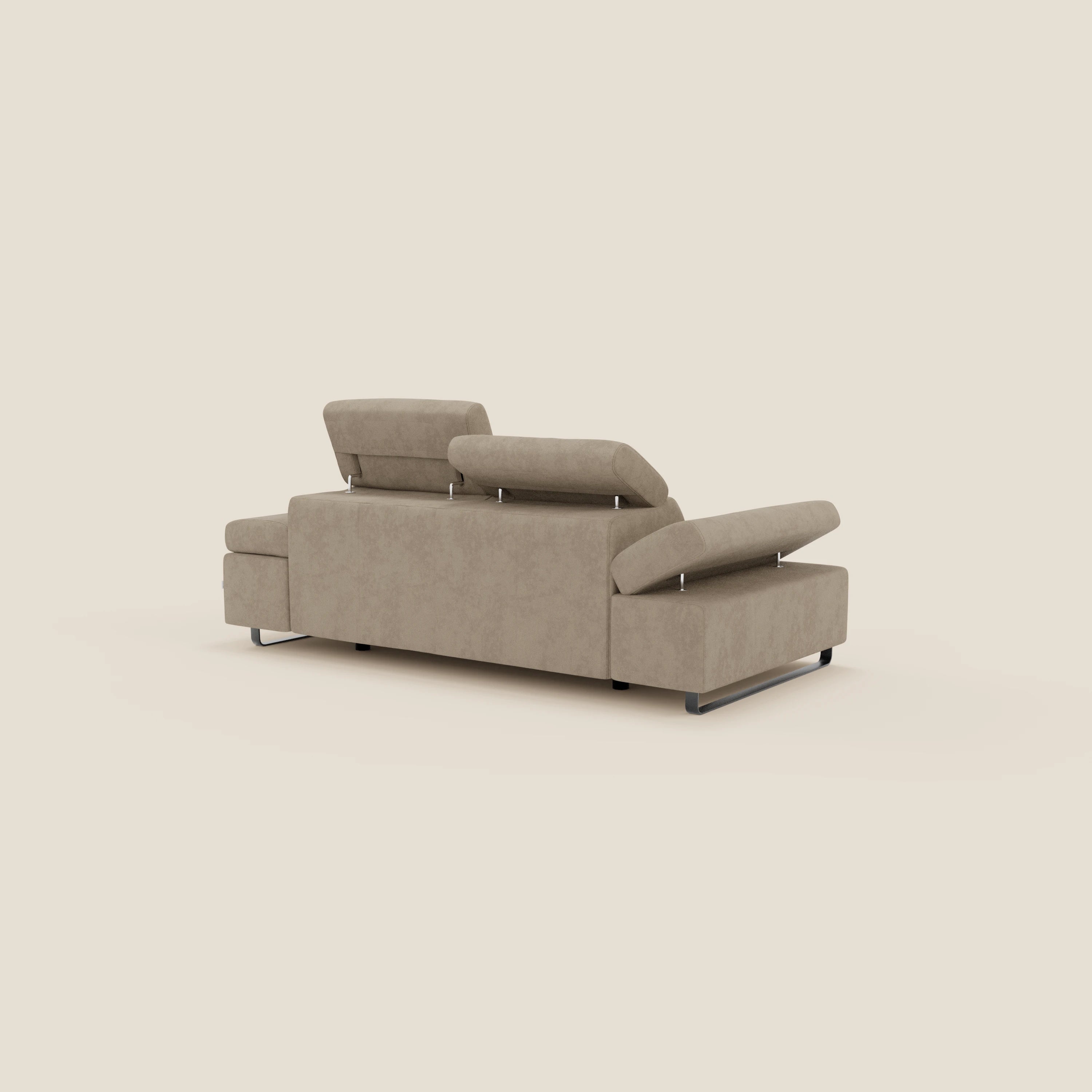Zayana Canapé 3 places avec élément extractible - accoudoirs et têtières réglables en tissu imperméable T02 beige