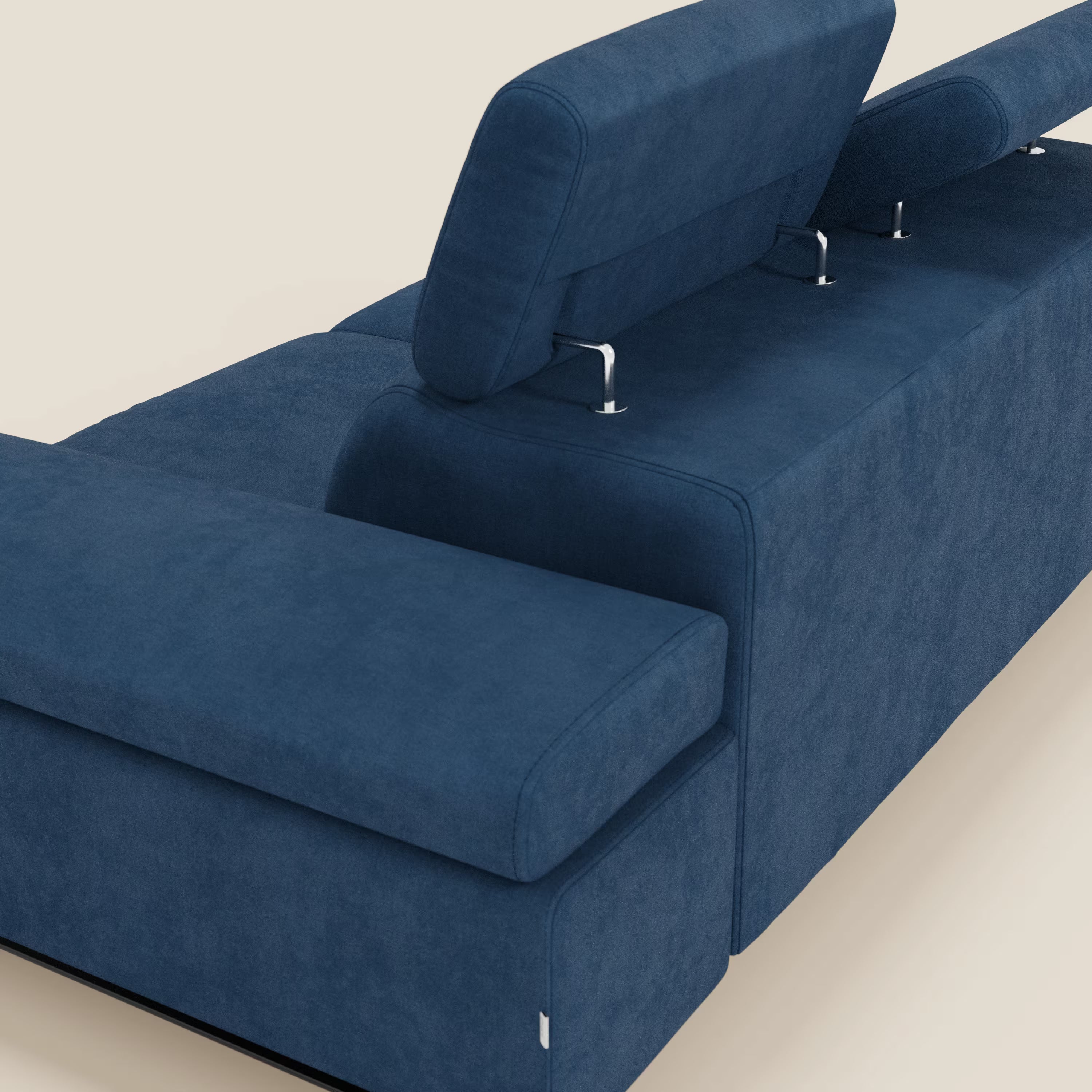 Zayana Canapé 3 places avec élément extractible - accoudoirs et têtières réglables en tissu imperméable T02 bleu