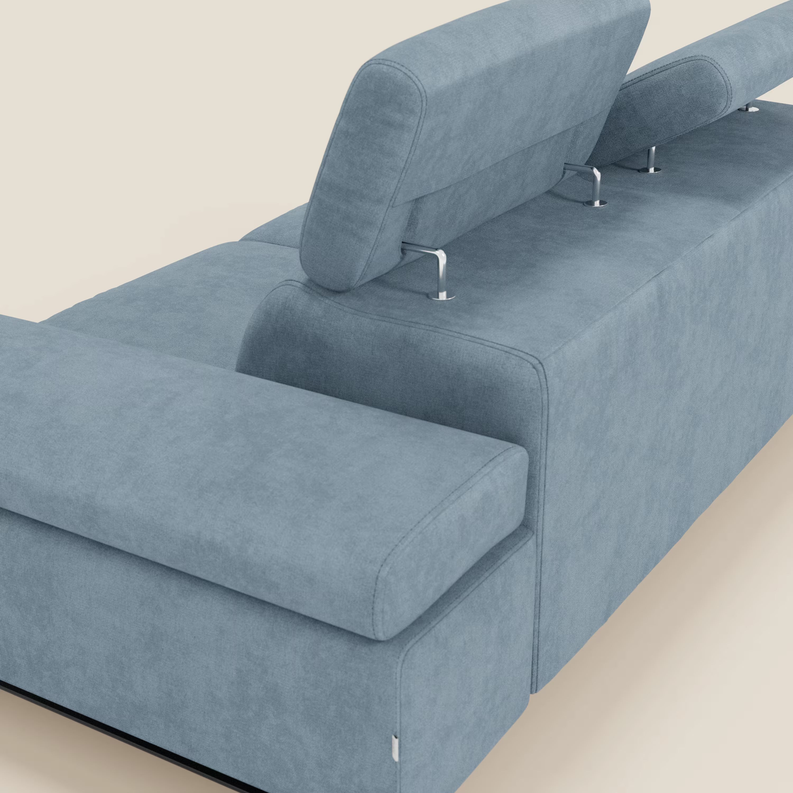 Zayana Canapé 3 places avec élément extractible - accoudoirs et têtières réglables en tissu imperméable T02 bleu pastel