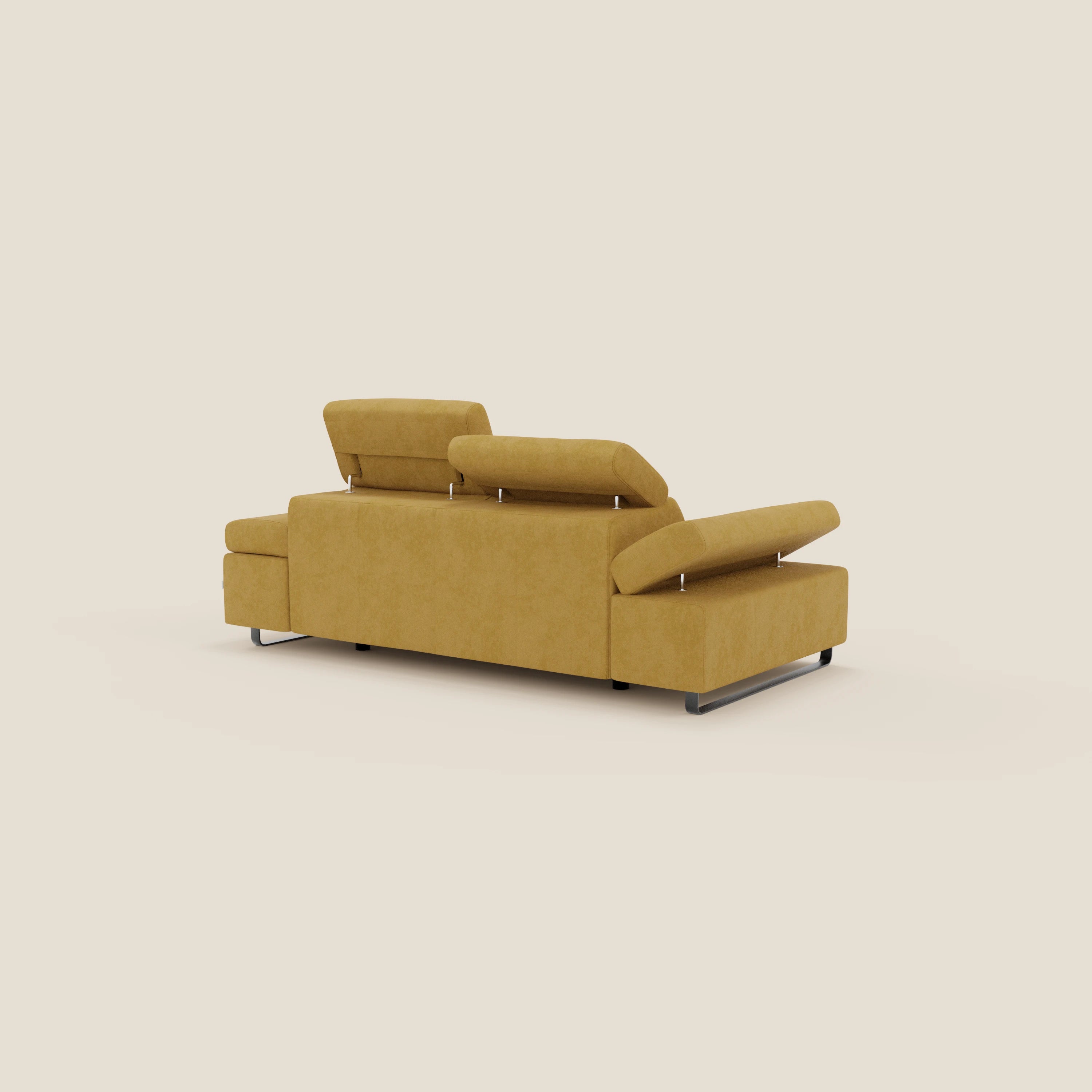 Zayana Canapé 3 places avec élément extractible - accoudoirs et têtières réglables en tissu imperméable T02 jaune