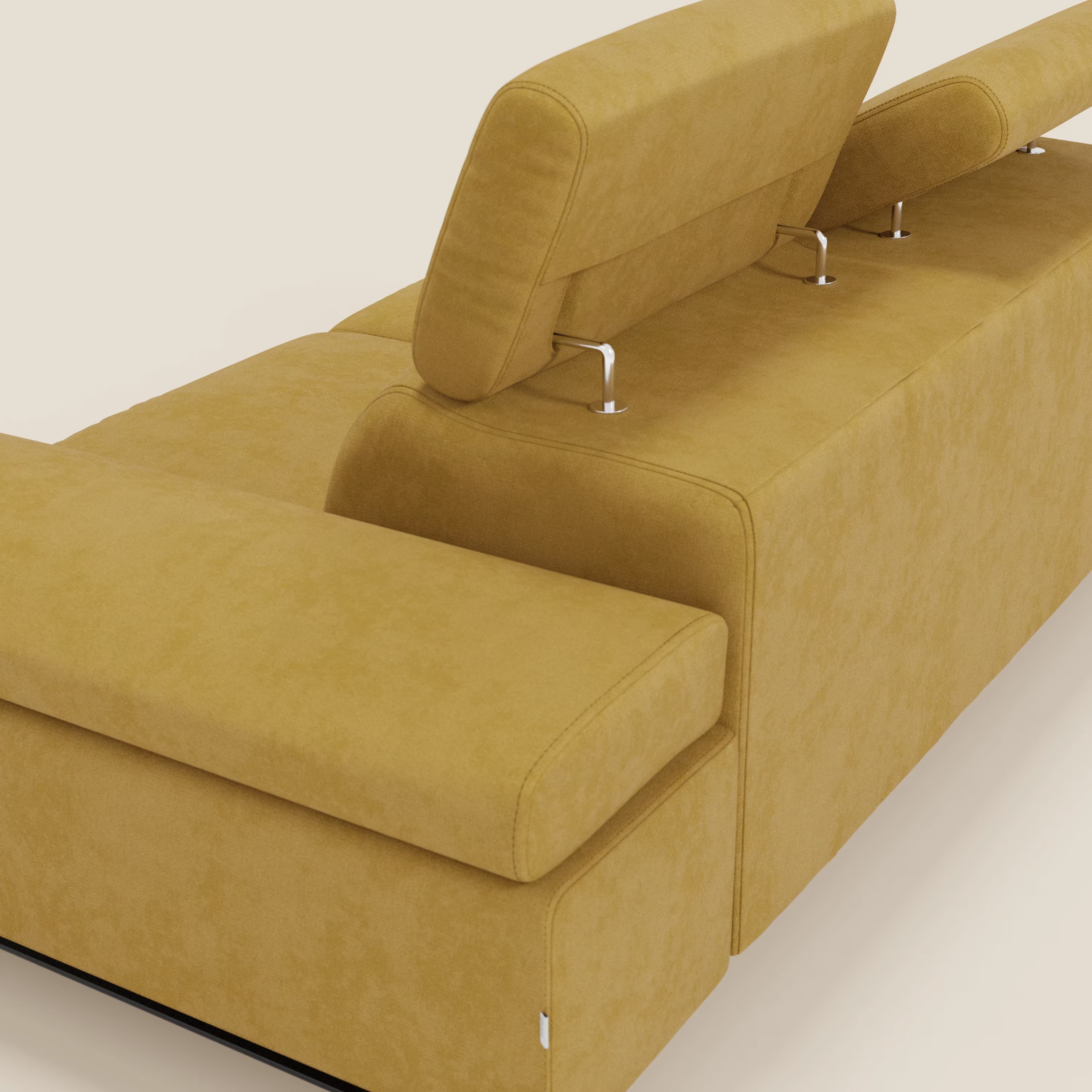 Zayana Canapé 3 places avec élément extractible - accoudoirs et têtières réglables en tissu imperméable T02 jaune