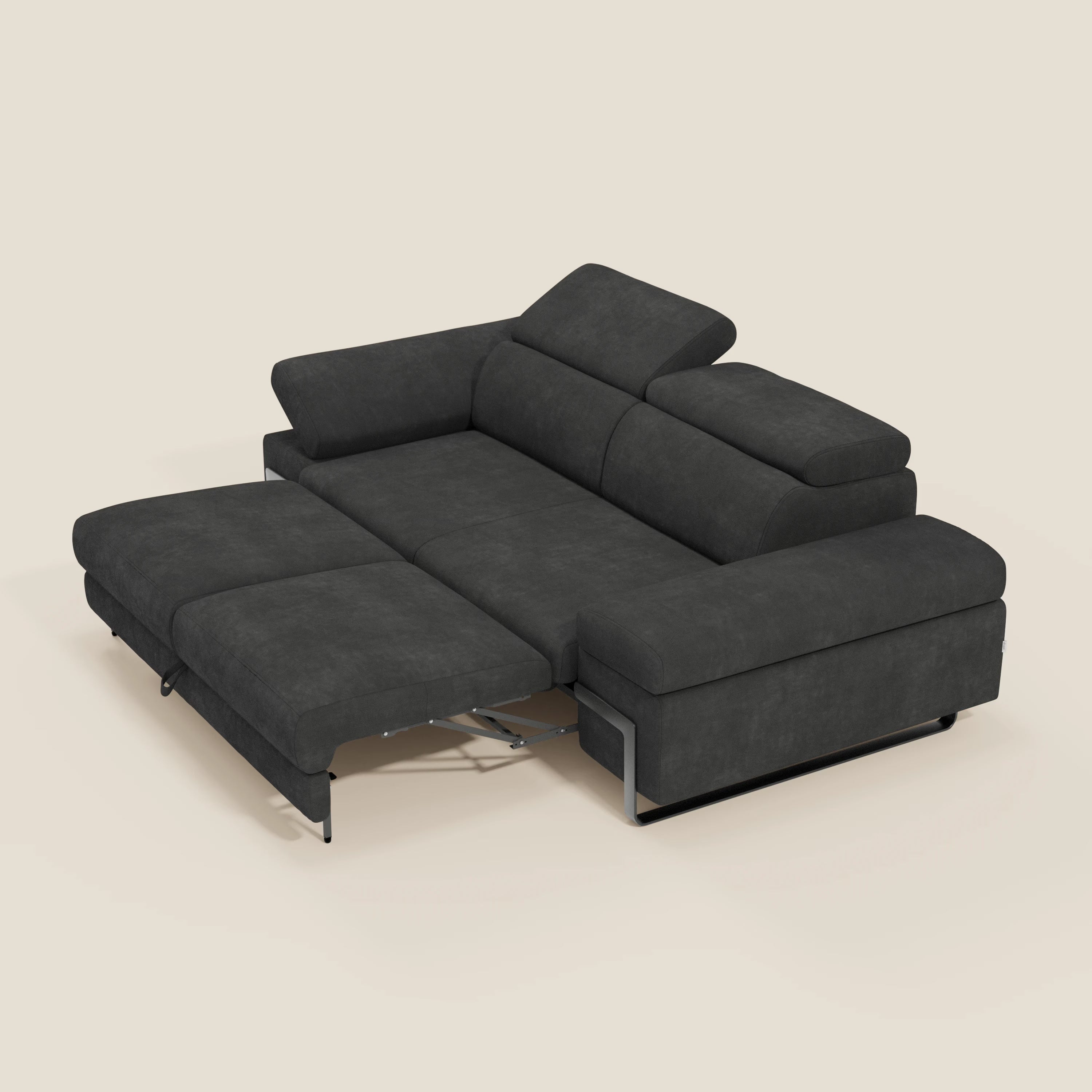 Zayana Canapé 3 places avec élément extractible - accoudoirs et têtières réglables en tissu imperméable T02