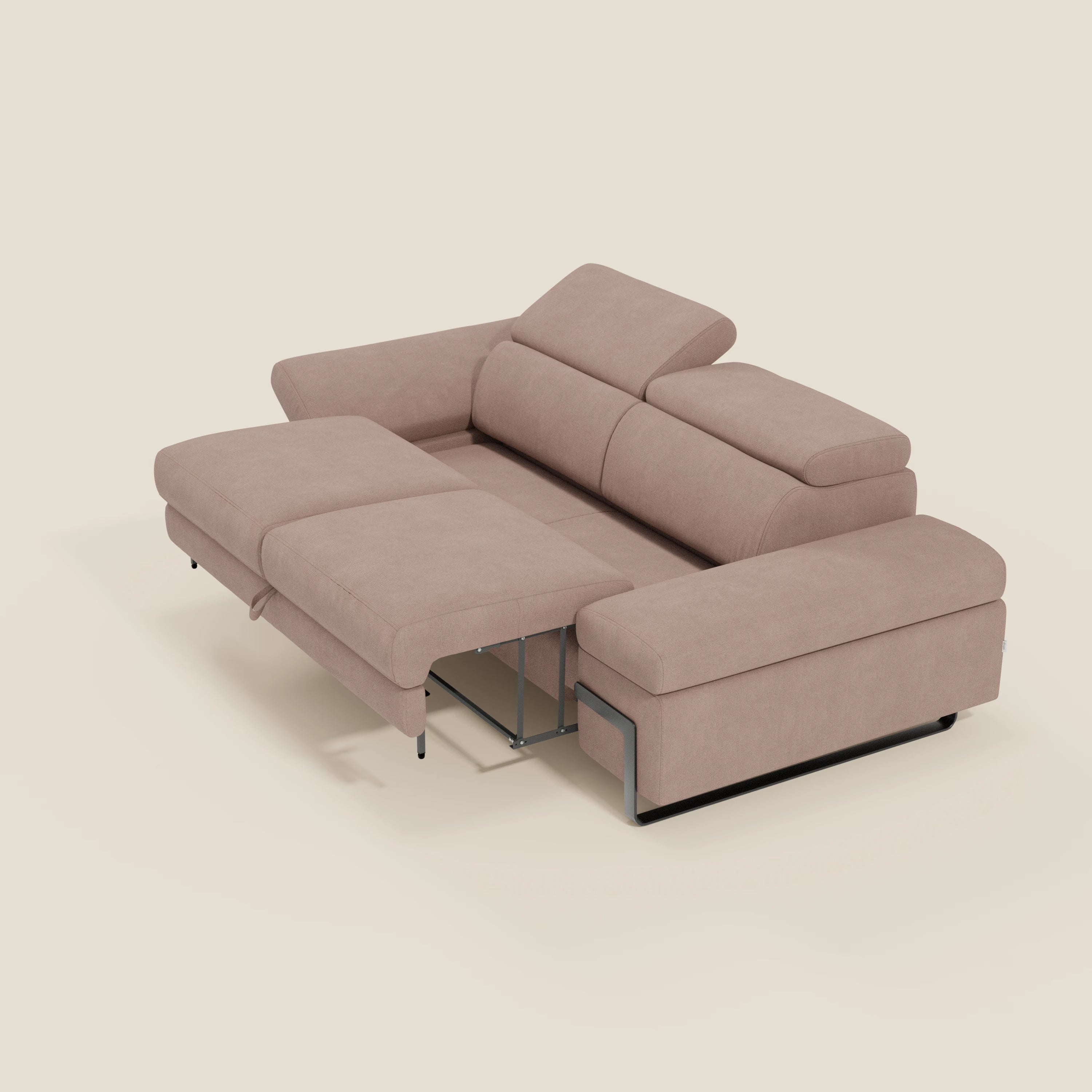 Zayana Canapé 3 places avec élément extractible - accoudoirs et têtières réglables en tissu imperméable T02 rose