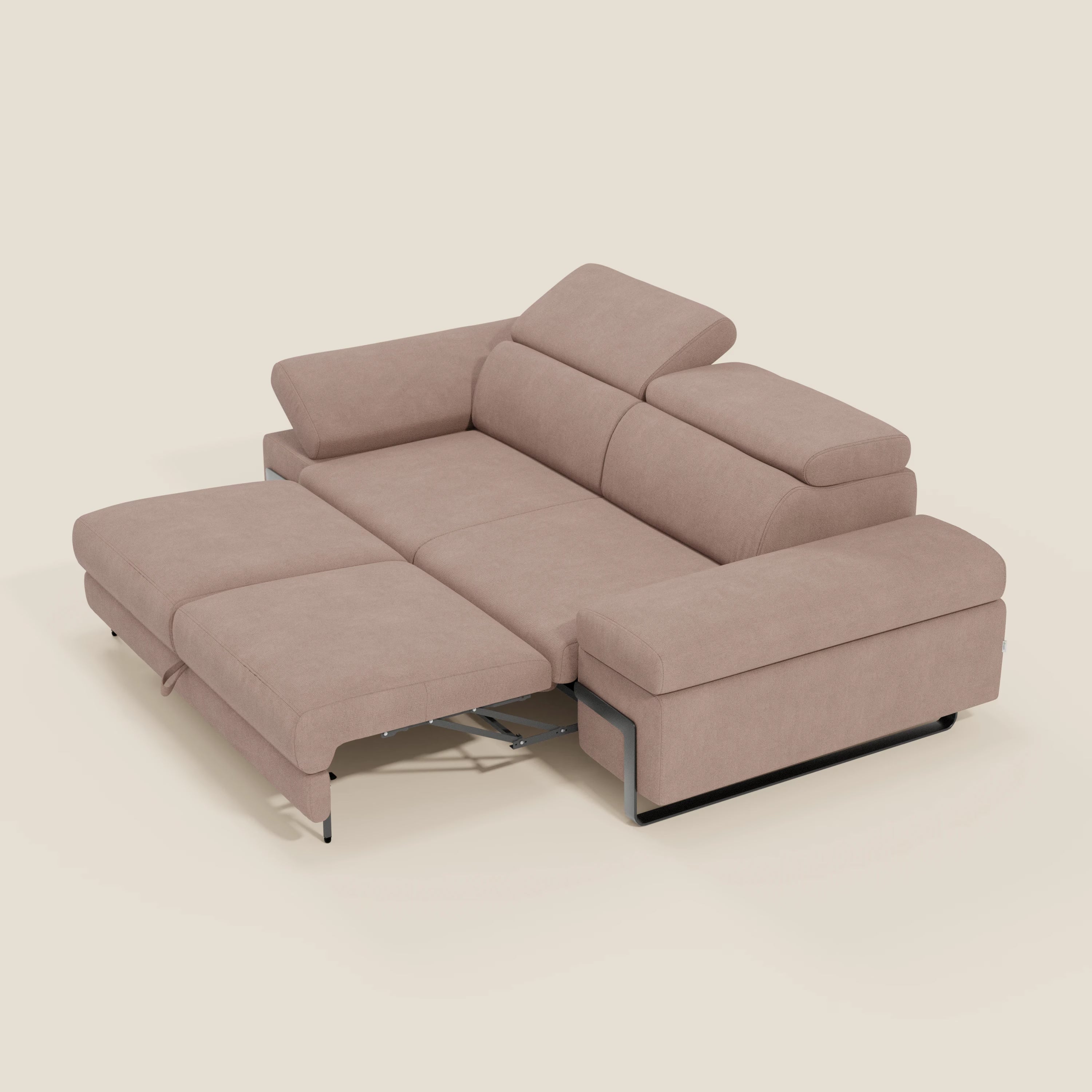 Zayana Canapé 3 places avec élément extractible - accoudoirs et têtières réglables en tissu imperméable T02 rose