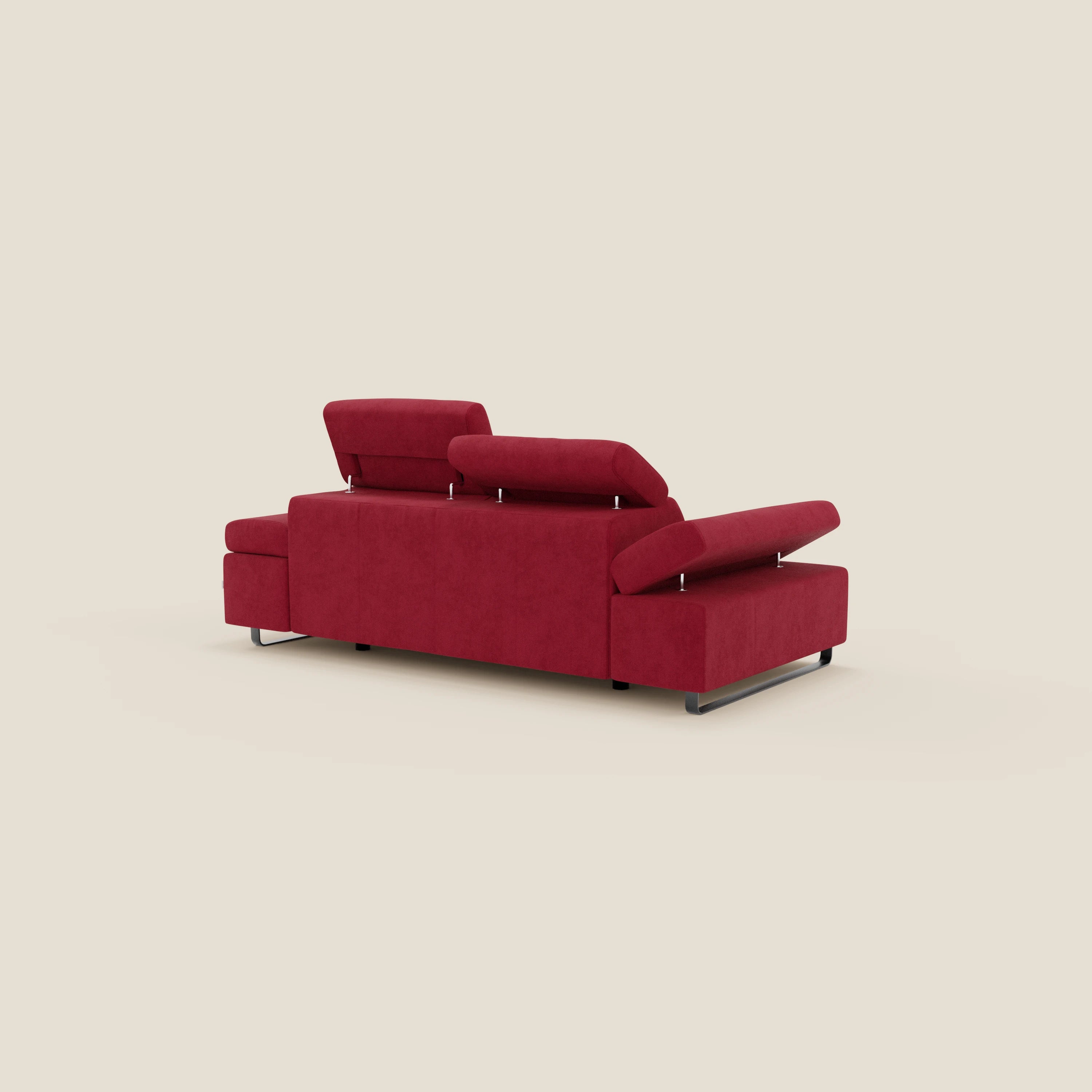 Zayana Canapé 3 places avec élément extractible - accoudoirs et têtières réglables en tissu imperméable T02 rouge