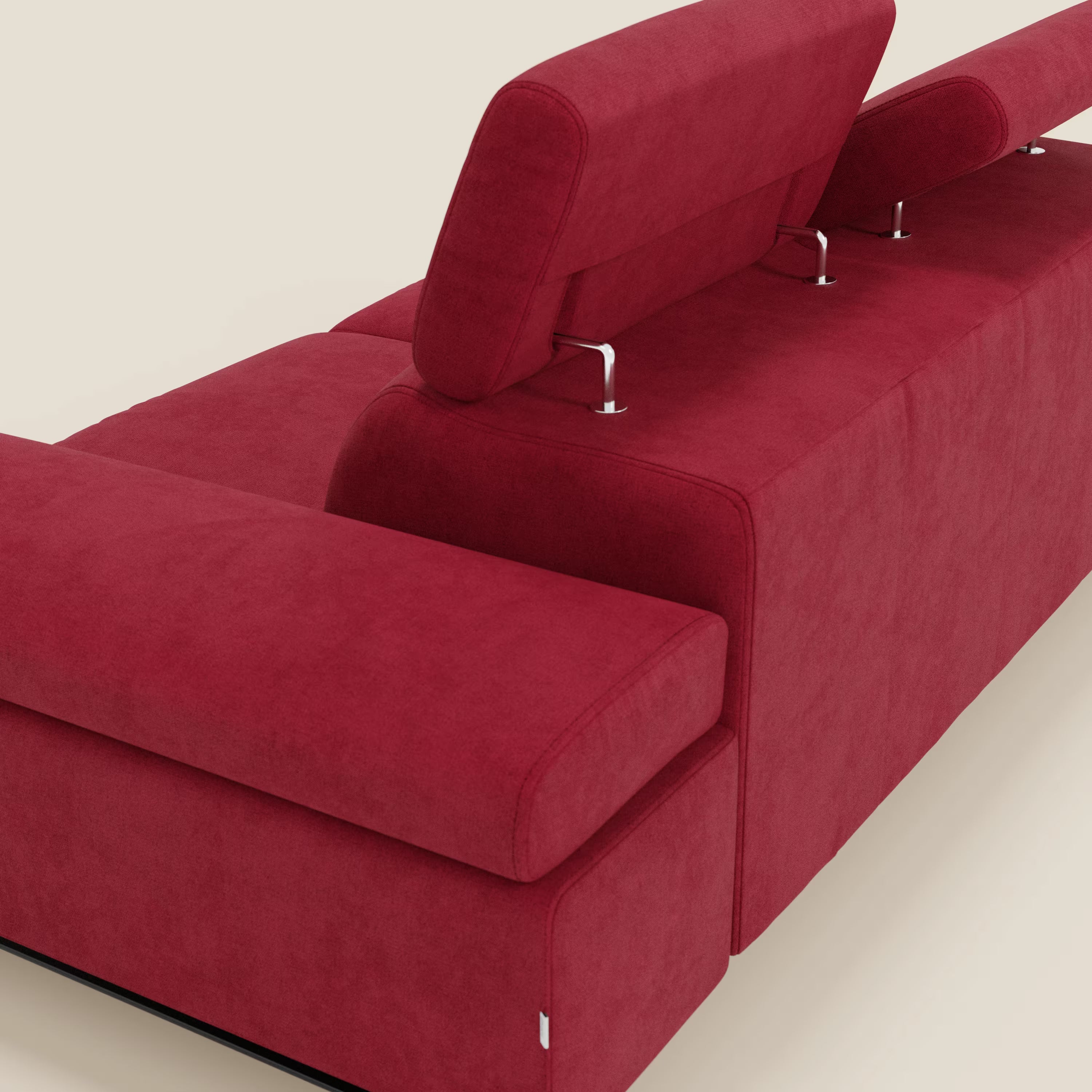 Zayana Canapé 3 places avec élément extractible - accoudoirs et têtières réglables en tissu imperméable T02 rouge