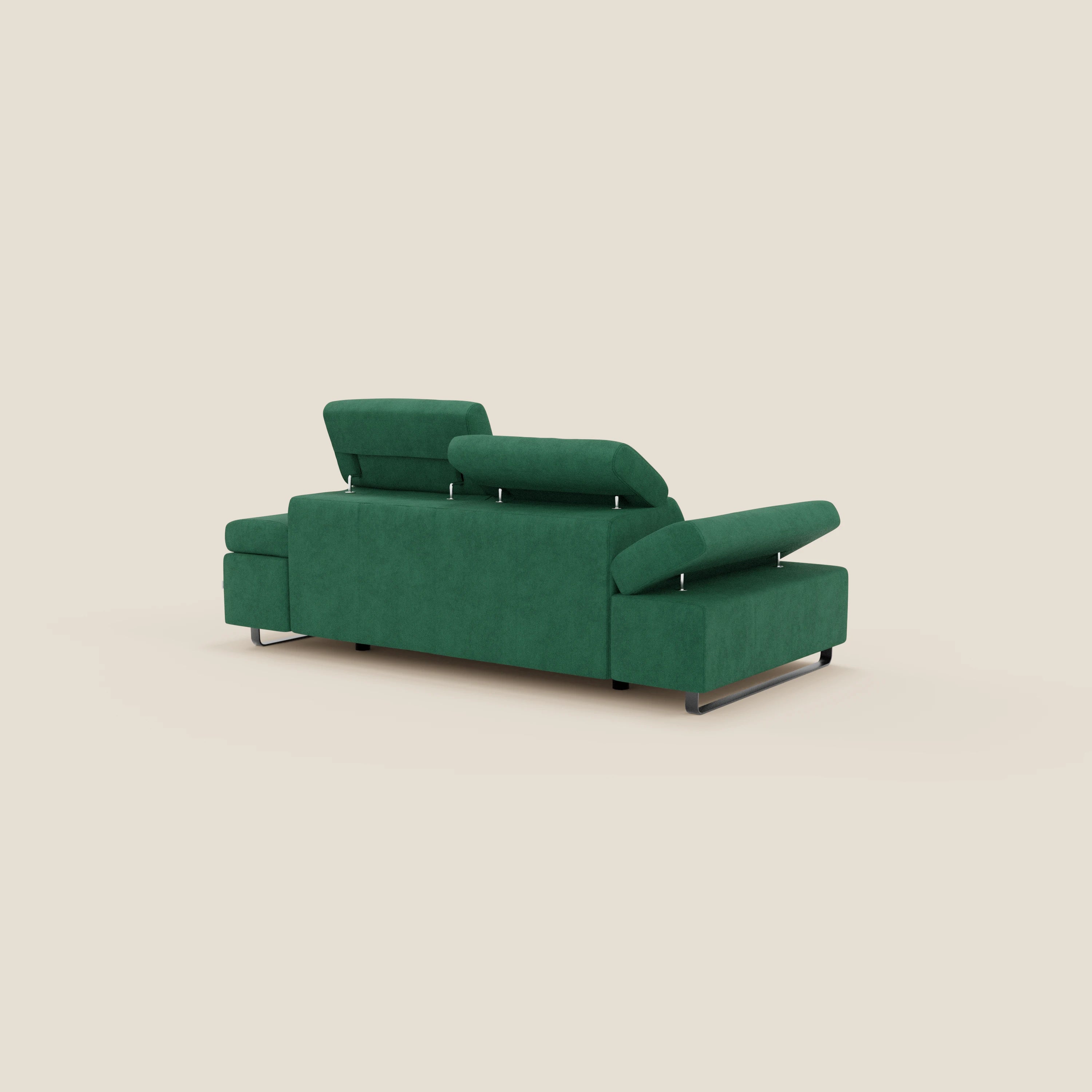 Zayana Canapé 3 places avec élément extractible - accoudoirs et têtières réglables en tissu imperméable T02 vert