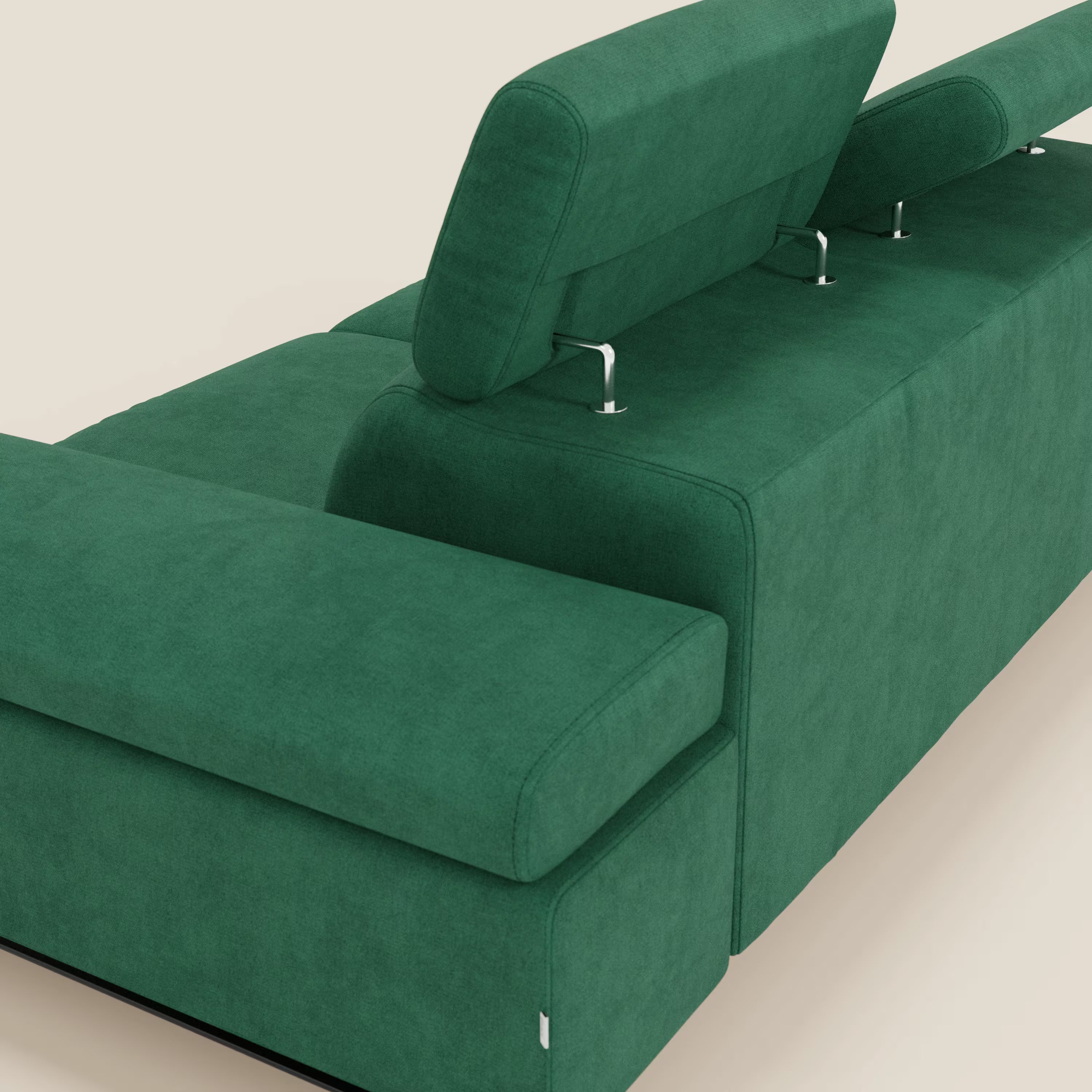 Zayana Canapé 3 places avec élément extractible - accoudoirs et têtières réglables en tissu imperméable T02 vert