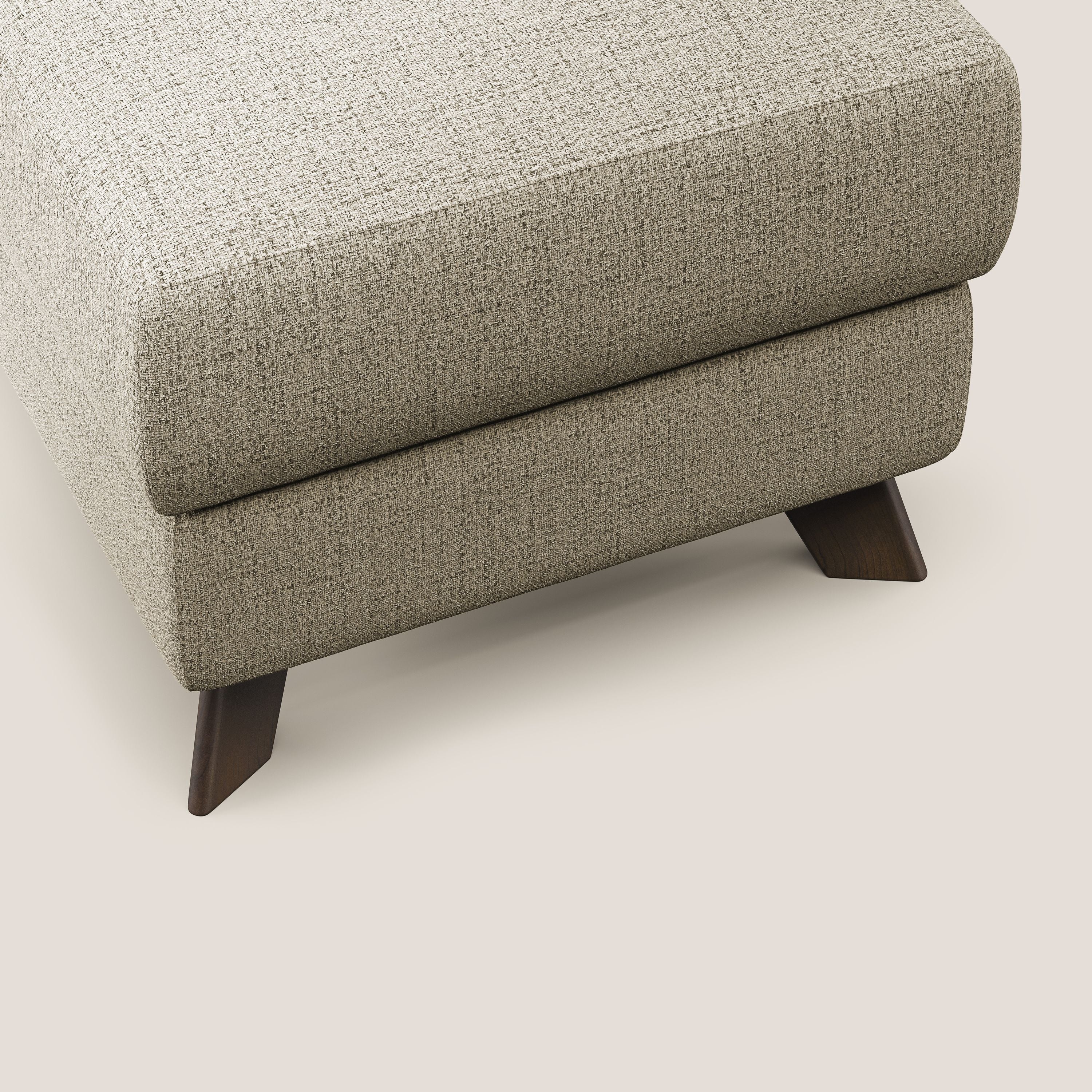 Moon Pouf contenitore e piedini alti in tessuto morbido impermeabile fiammato T03 beige - divani.store