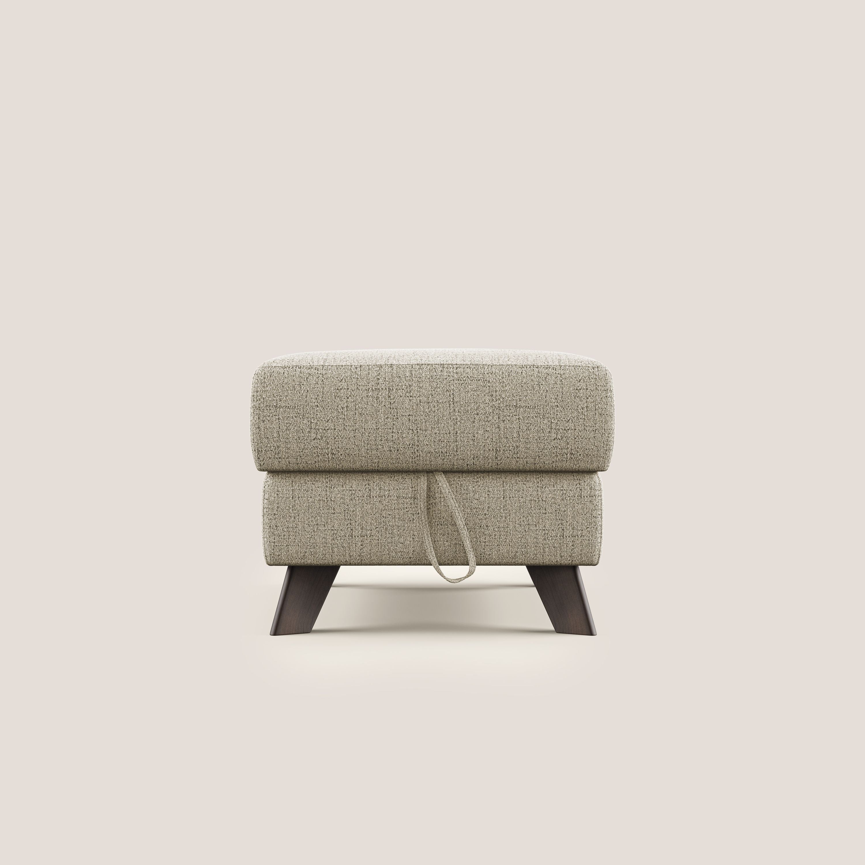 Moon Pouf contenitore e piedini alti in tessuto morbido impermeabile fiammato T03 beige - divani.store
