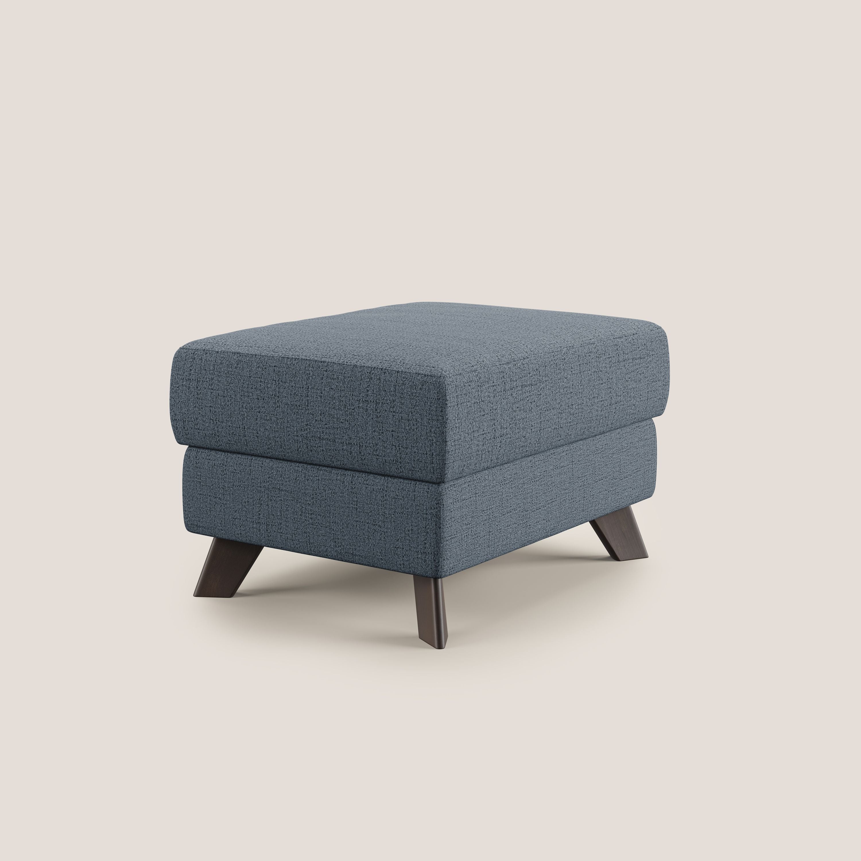 Moon Pouf contenitore e piedini alti in tessuto morbido impermeabile fiammato T03 blu - divani.store
