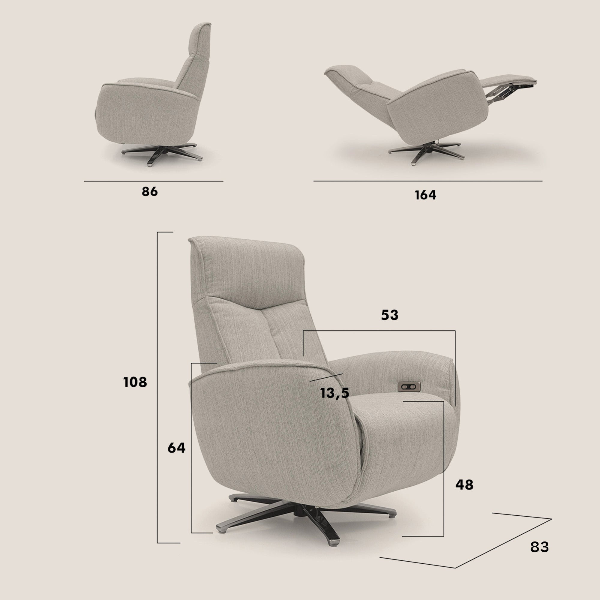 EVA fauteuil RELAX ELECTRIQUE en tissu imperméable T02 ROUGE