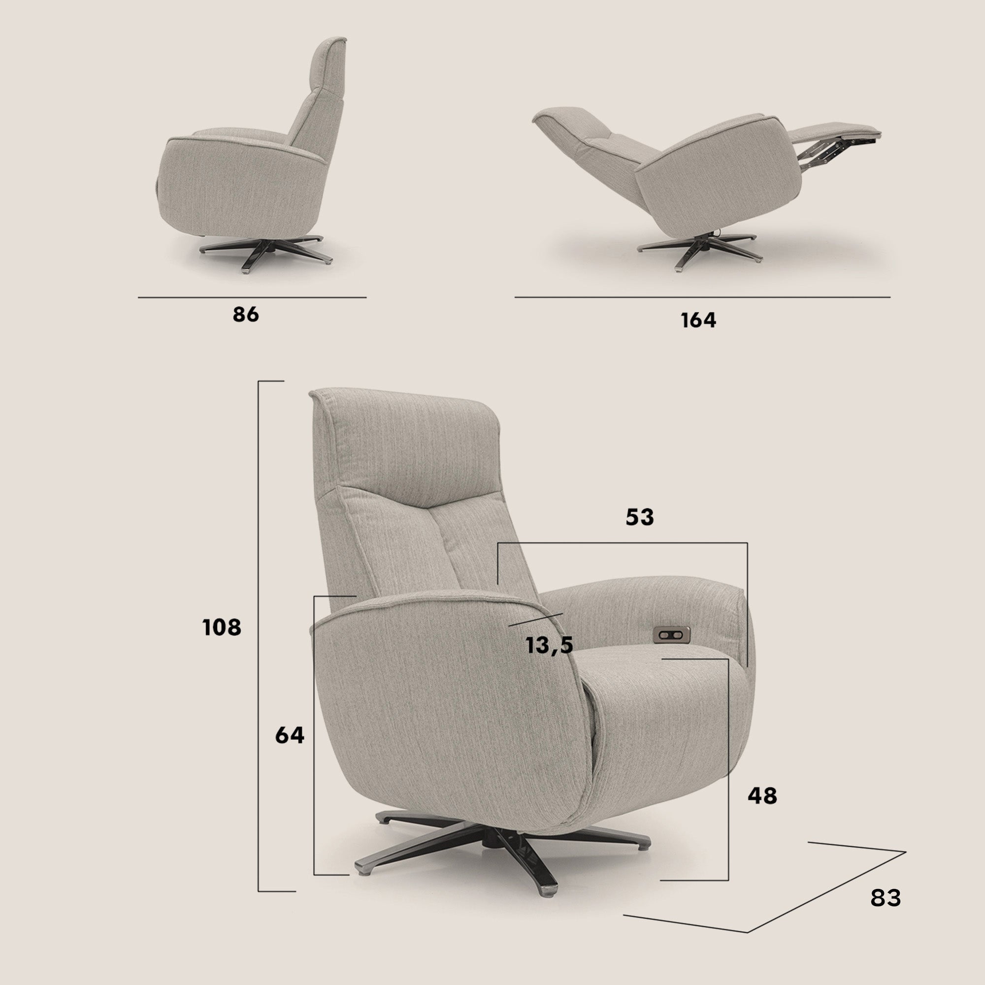 EVA Poltroncina RELAX in morbido tessuto impermeabile T02 carta da zucchero - divani.store