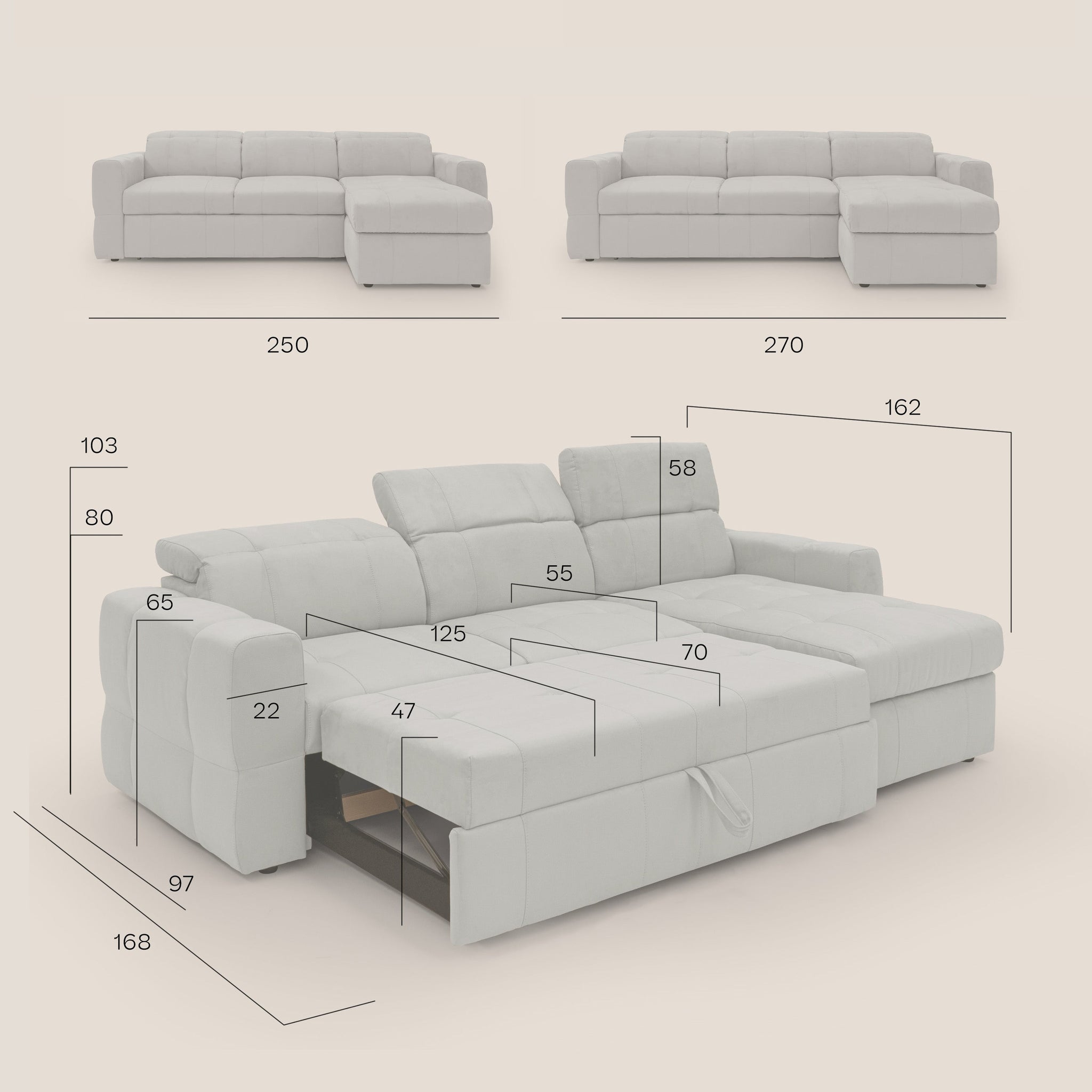 Kronos Canapé d'angle avec pouf extractible et coffre de rangement en microfibre imperméable T11