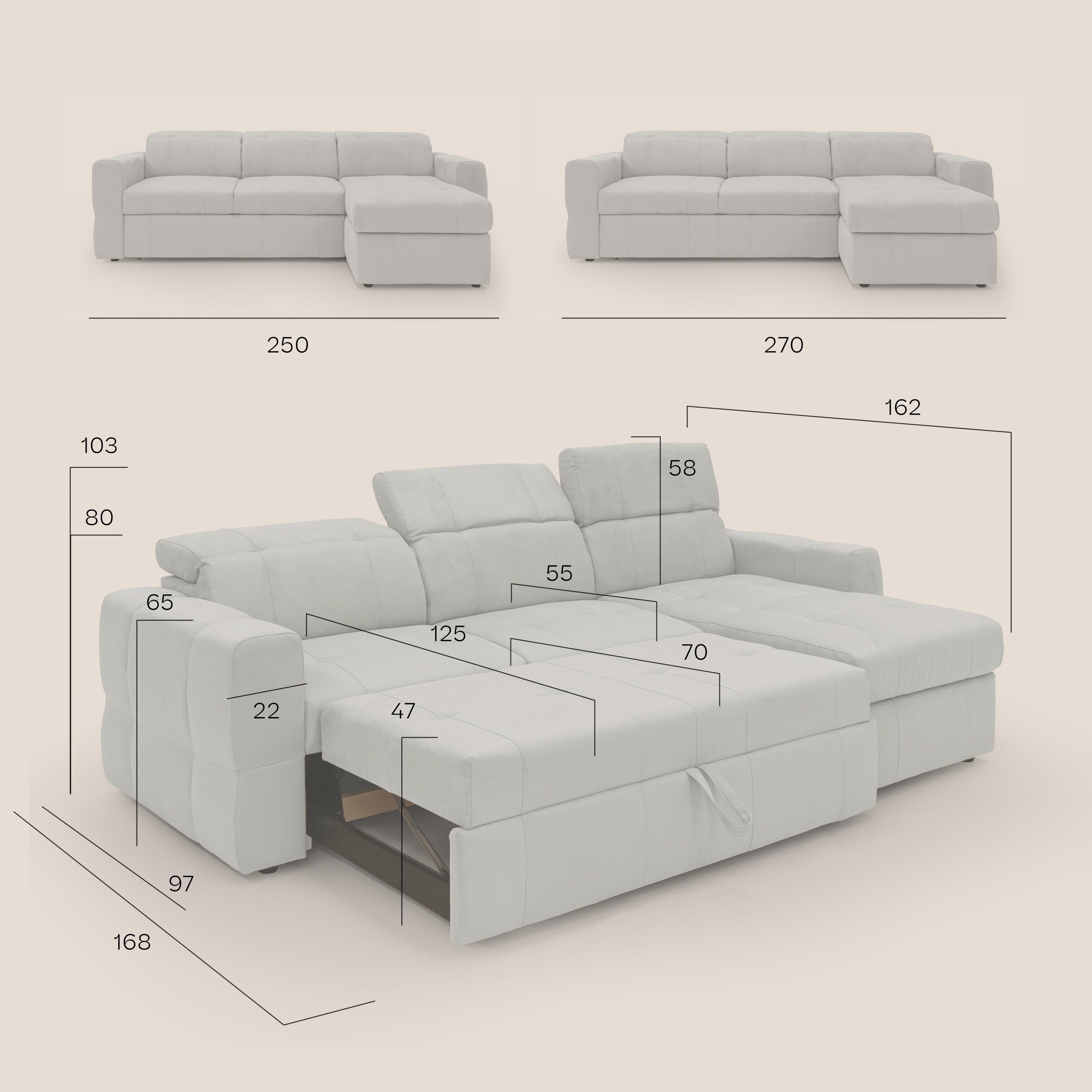 Kronos Divano angolare con pouf estraibile e penisola contenitore in microfibra impermeabile T11 petrolio - divani.store