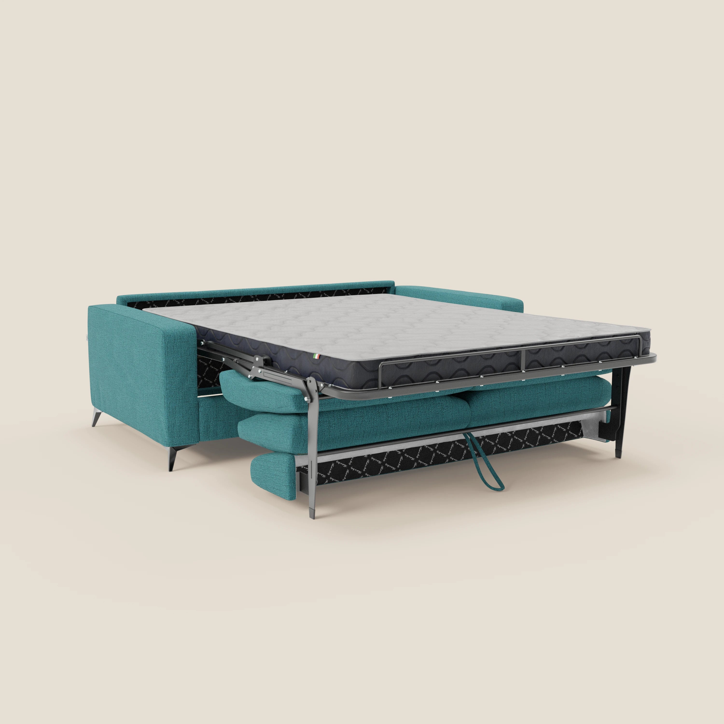 Alaya canapé convertible avec coussins de dossier douillet en tissu imperméable T03 bleu ciel