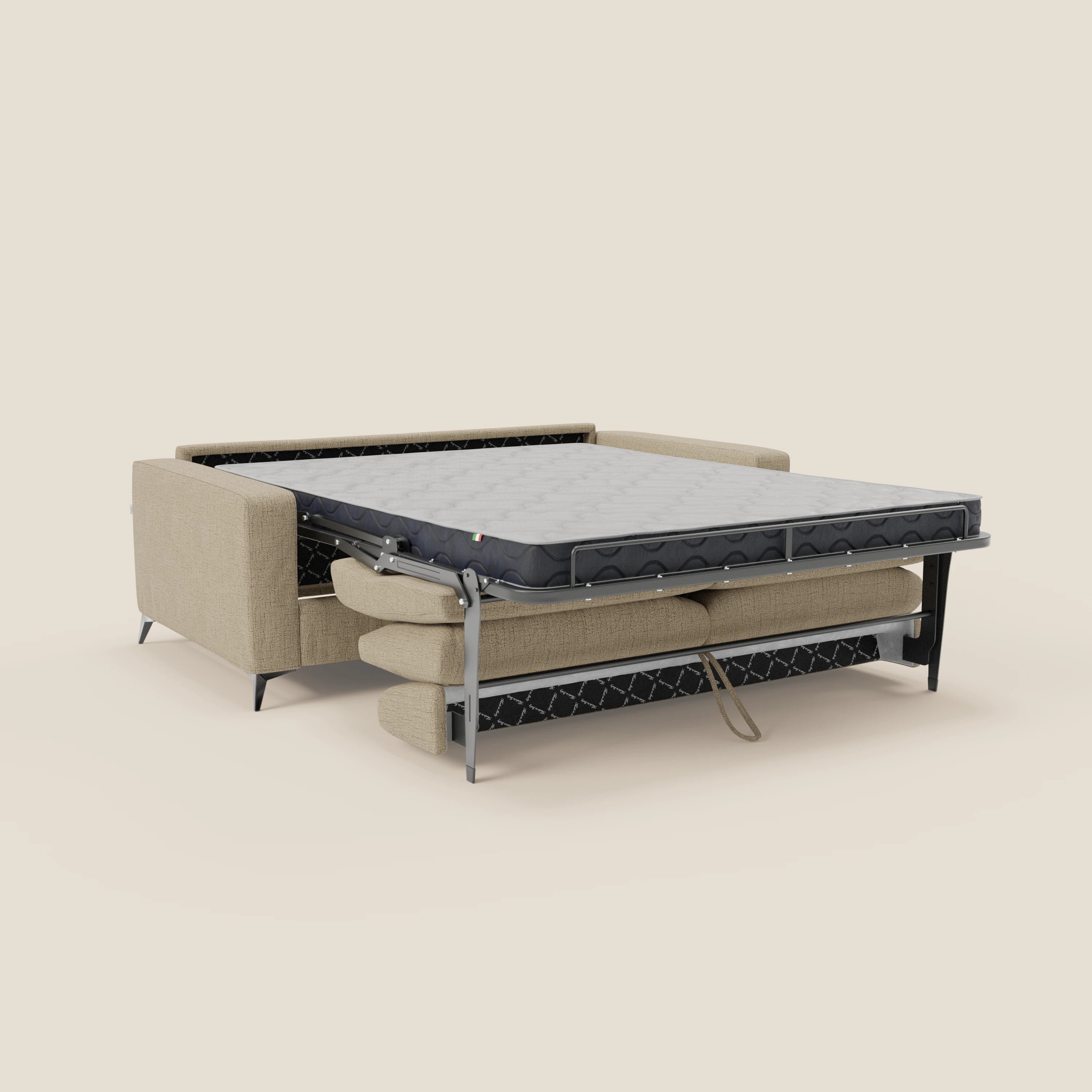 Alaya canapé convertible avec coussins de dossier douillet en tissu imperméable T03 beige