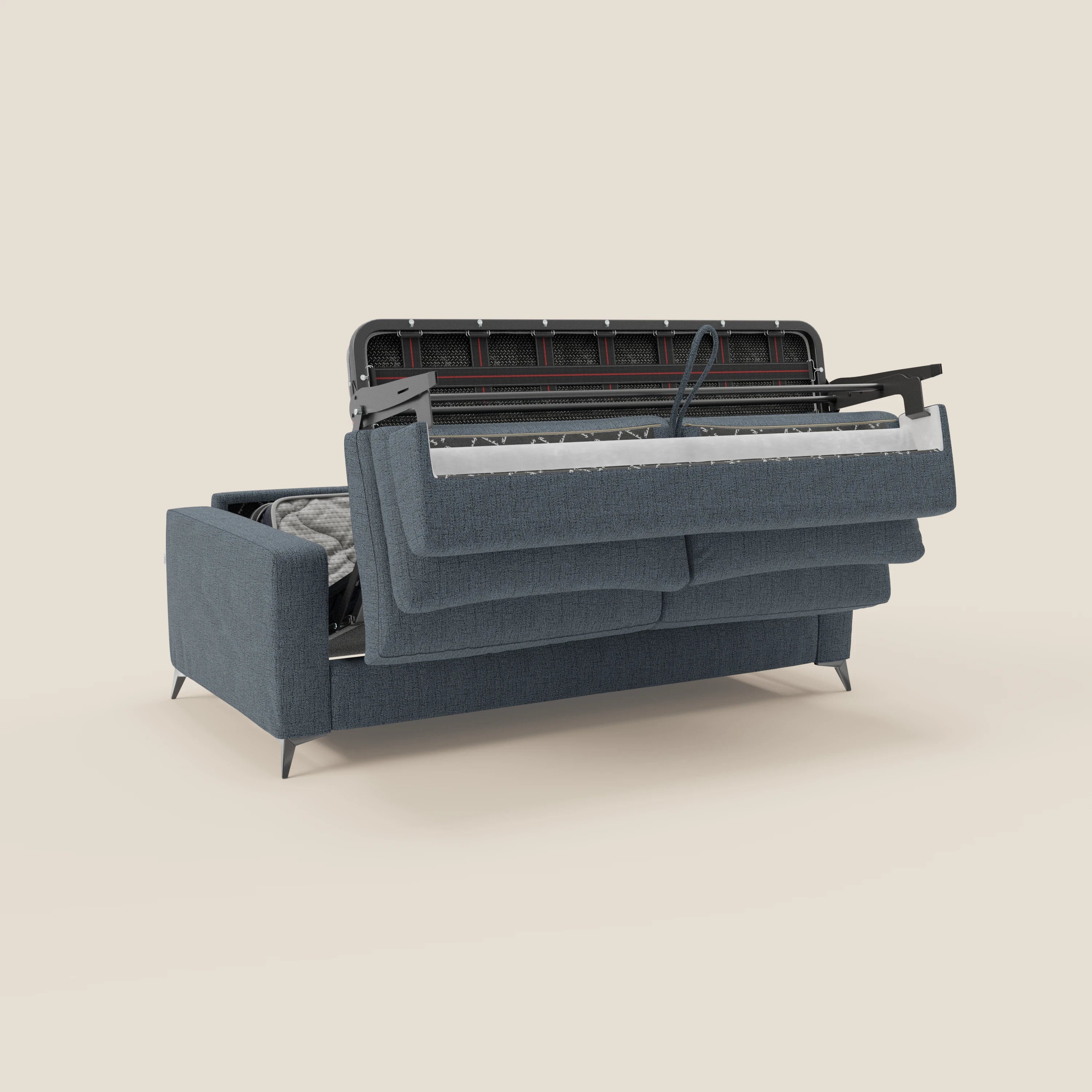 Alaya canapé convertible avec coussins de dossier douillet en tissu imperméable T03 bleu