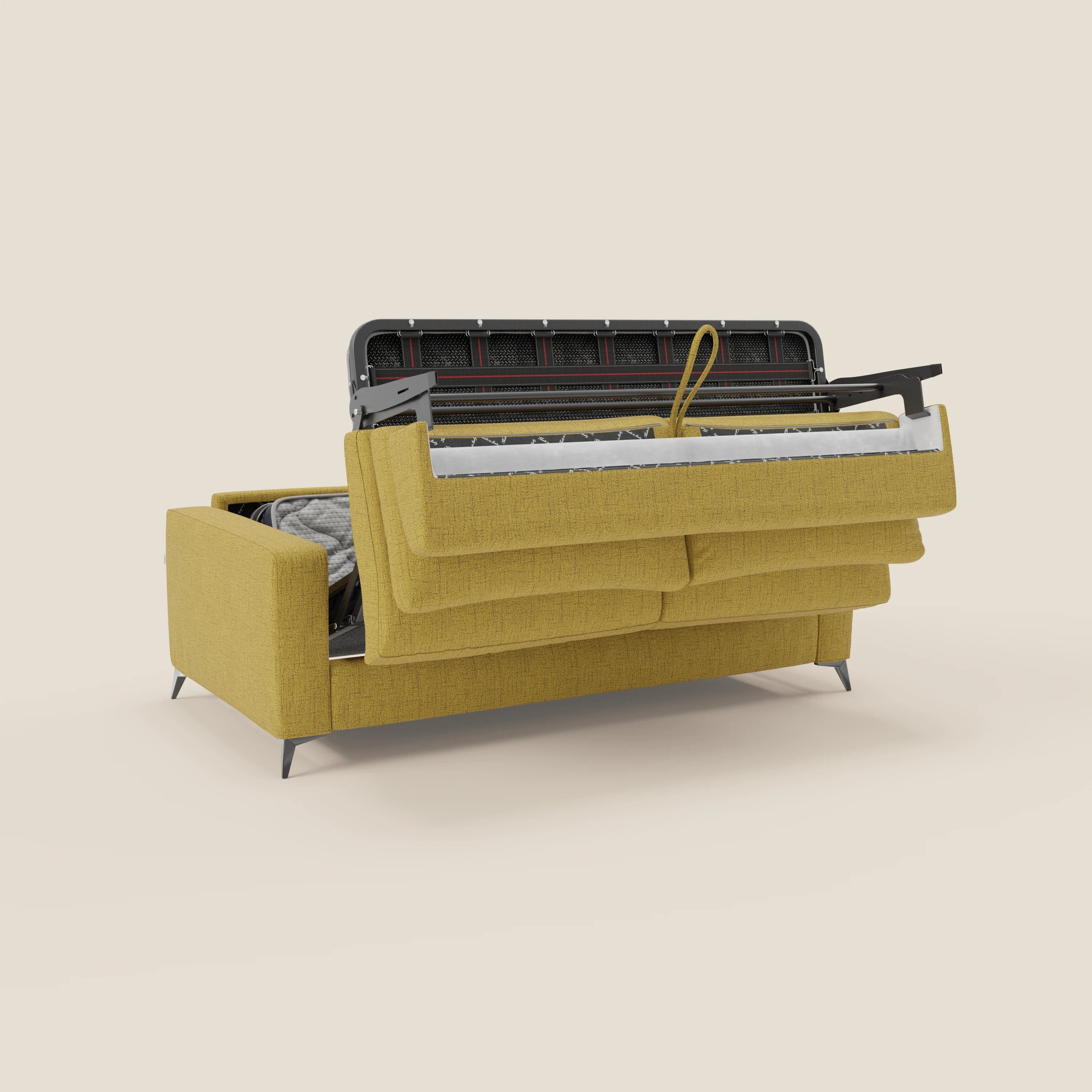 Alaya canapé convertible avec coussins de dossier douillet en tissu imperméable T03 jaune