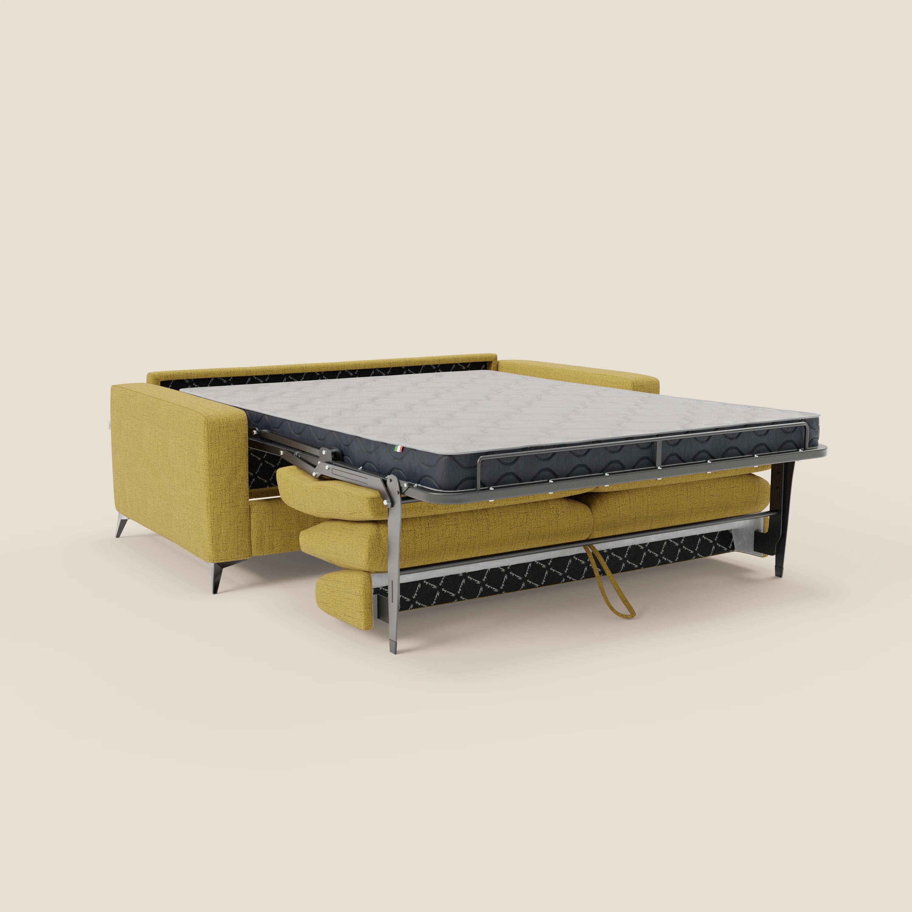 Alaya canapé convertible avec coussins de dossier douillet en tissu imperméable T03 jaune