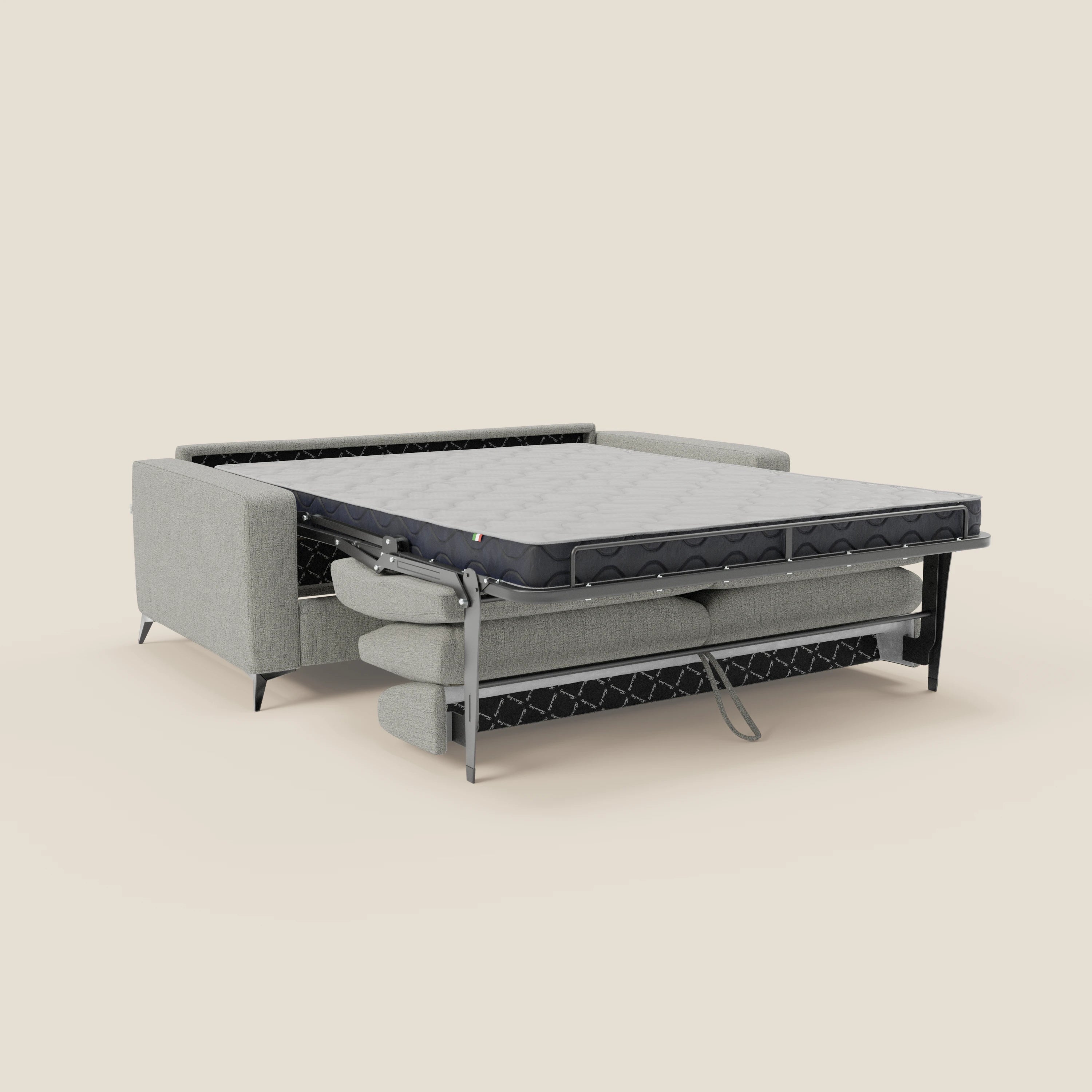 Alaya canapé convertible avec coussins de dossier douillet en tissu imperméable T03 gris clair