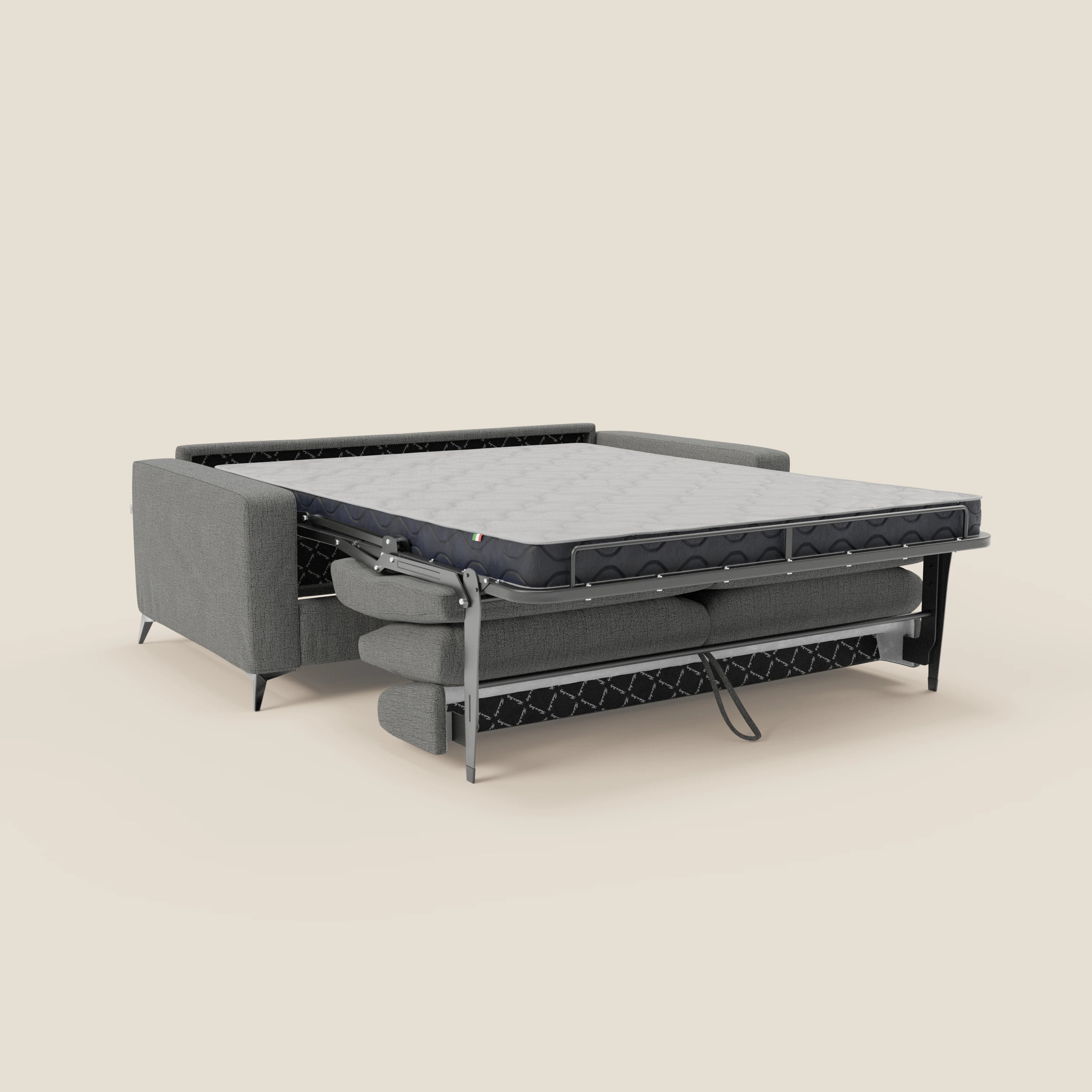 Alaya canapé convertible avec coussins de dossier douillet en tissu imperméable T03 gris